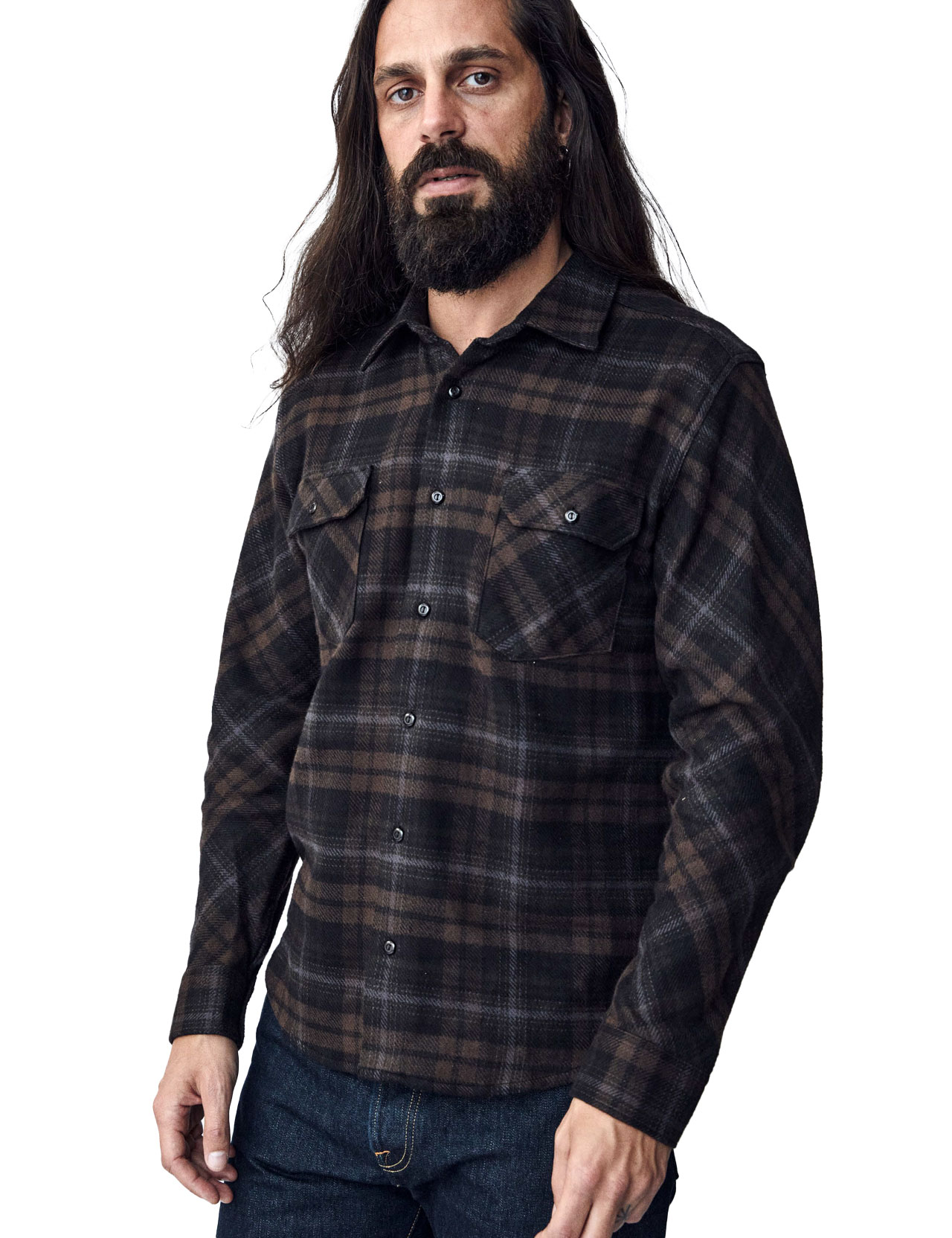 Indigofera - Bryson Flannel Check Shirt - Black Check