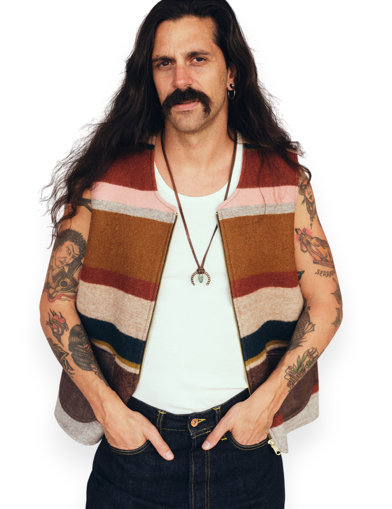 Indigofera - Catskill Wool Vest - Striped Blanket