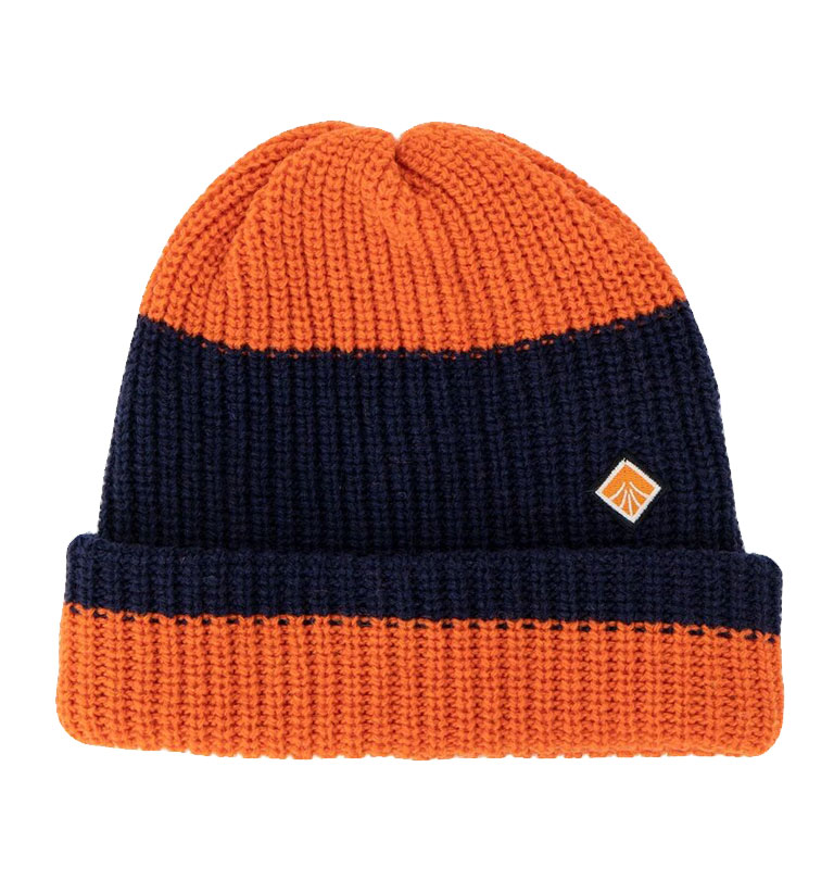 Indigofera - Cumulus Knitted Wool Beanie - Navy/Orange