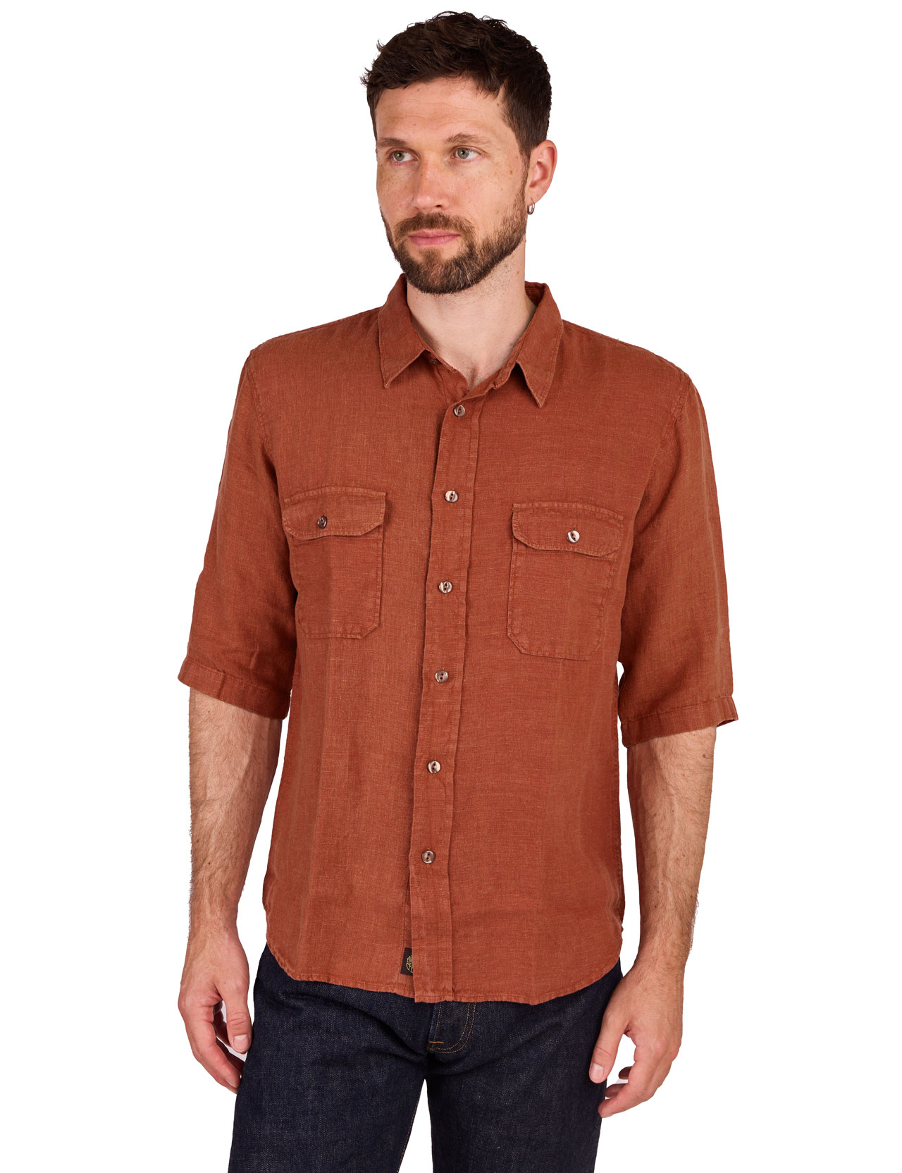 Indigofera - Delray Linen Canvas Shirt - Rust