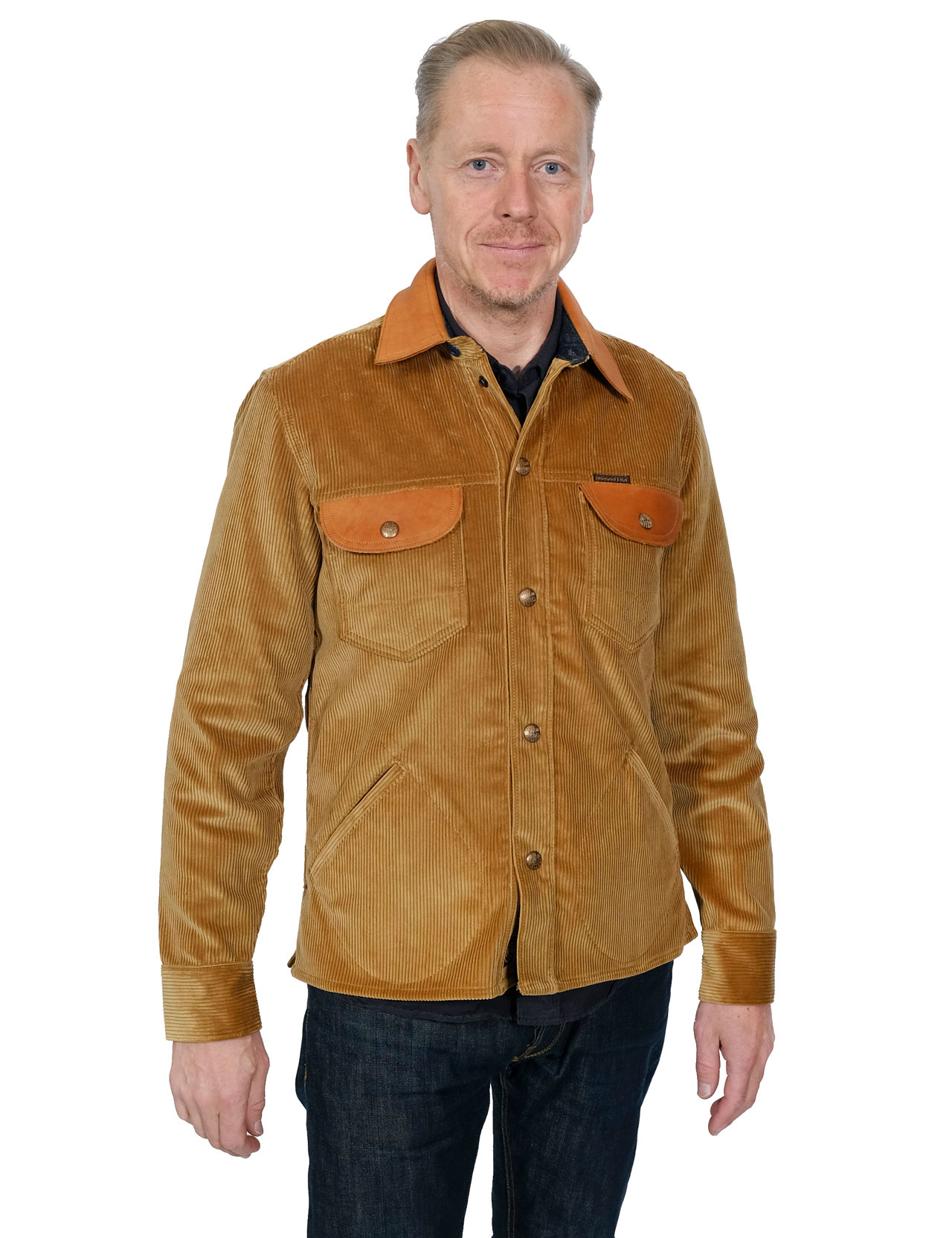 Indigofera - Eagle Rising Corduroy/Leather Jacket - Beige/Brown