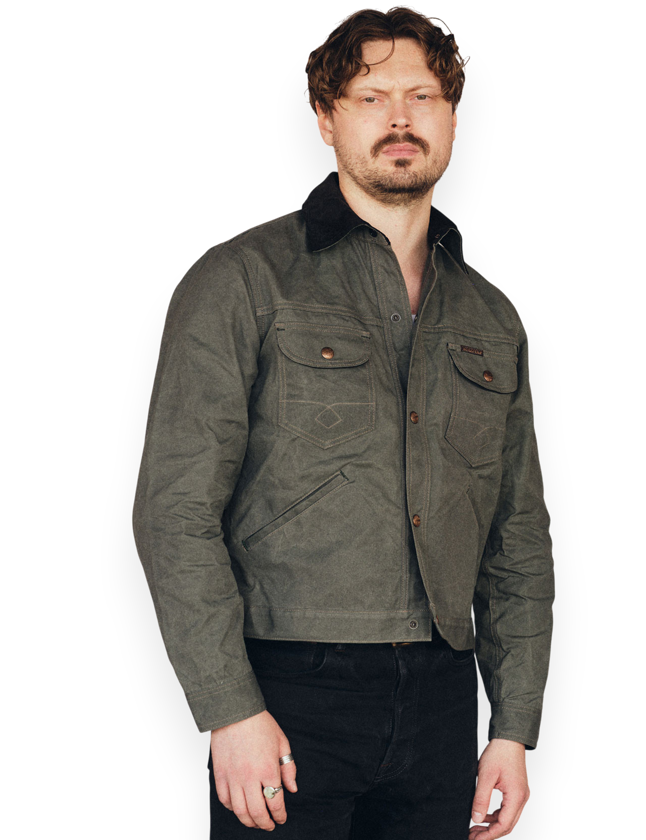 Indigofera - Fargo STPF Waxed Quarter Jacket - Greyish / Green