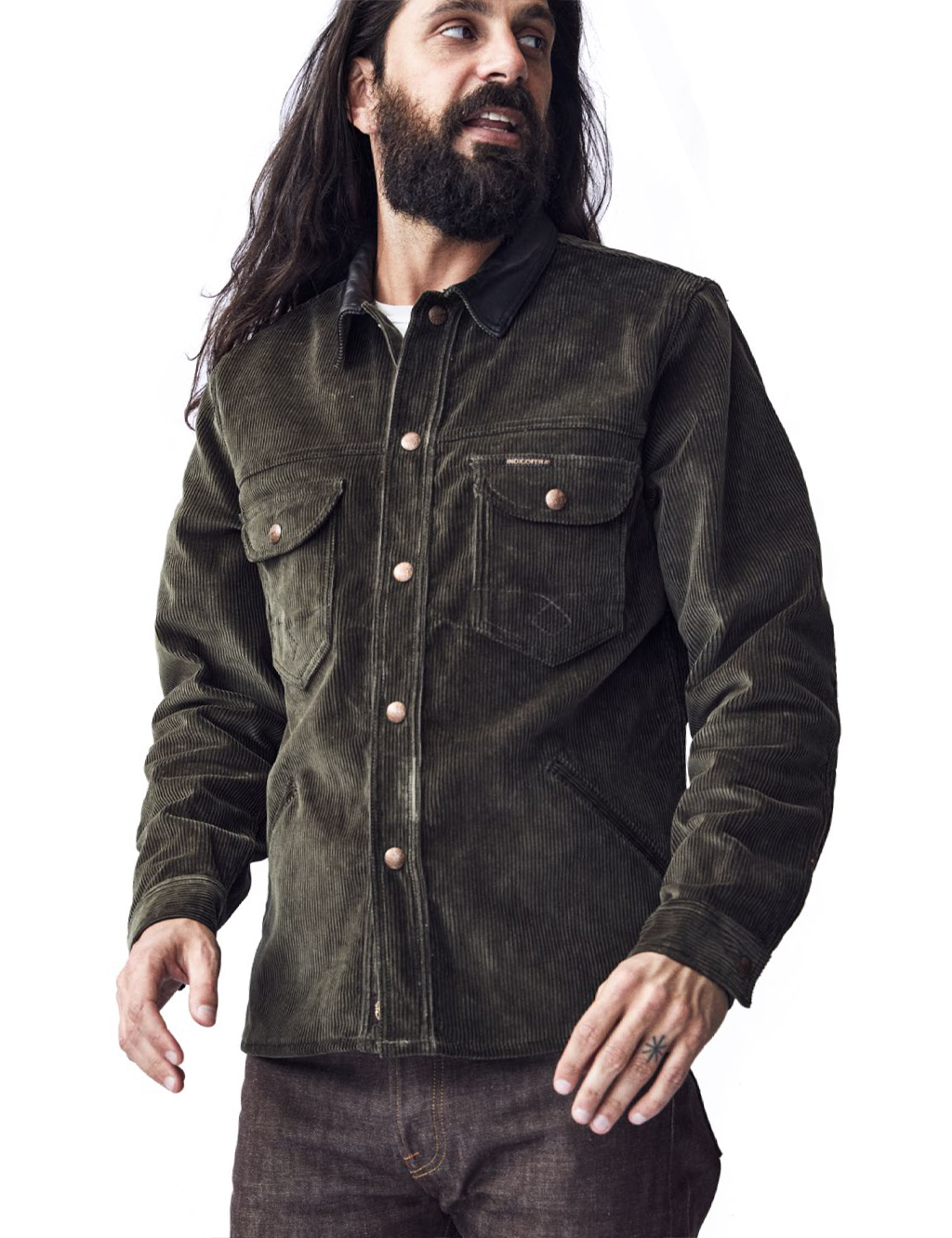 Indigofera - Fargo Trucker 8 Wale Cord Jacket - Green