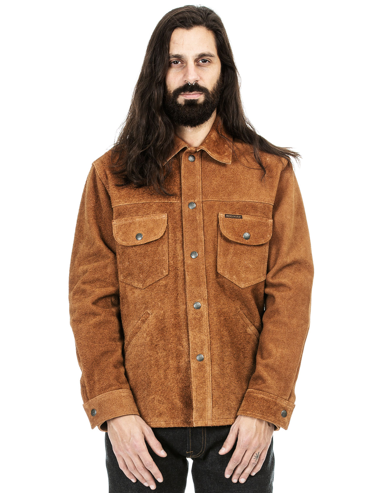 Indigofera - Fargo Trucker Leather Jacket Rough Out - Cognac