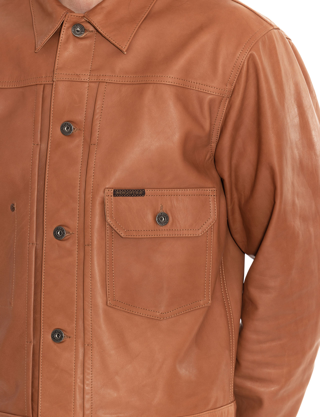 Indigofera Grant Leather Jacket Cognac