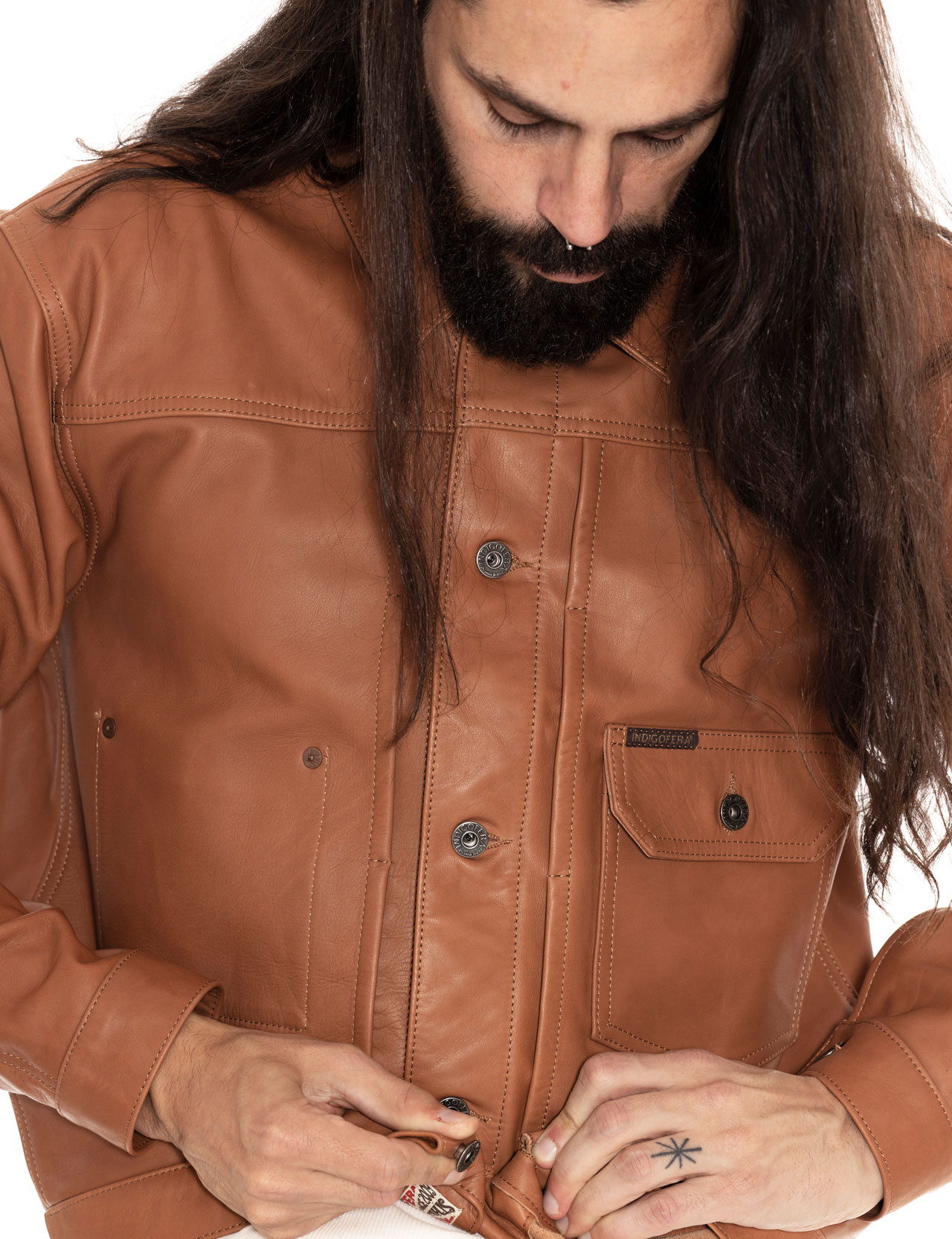 Indigofera Grant Leather Jacket Cognac