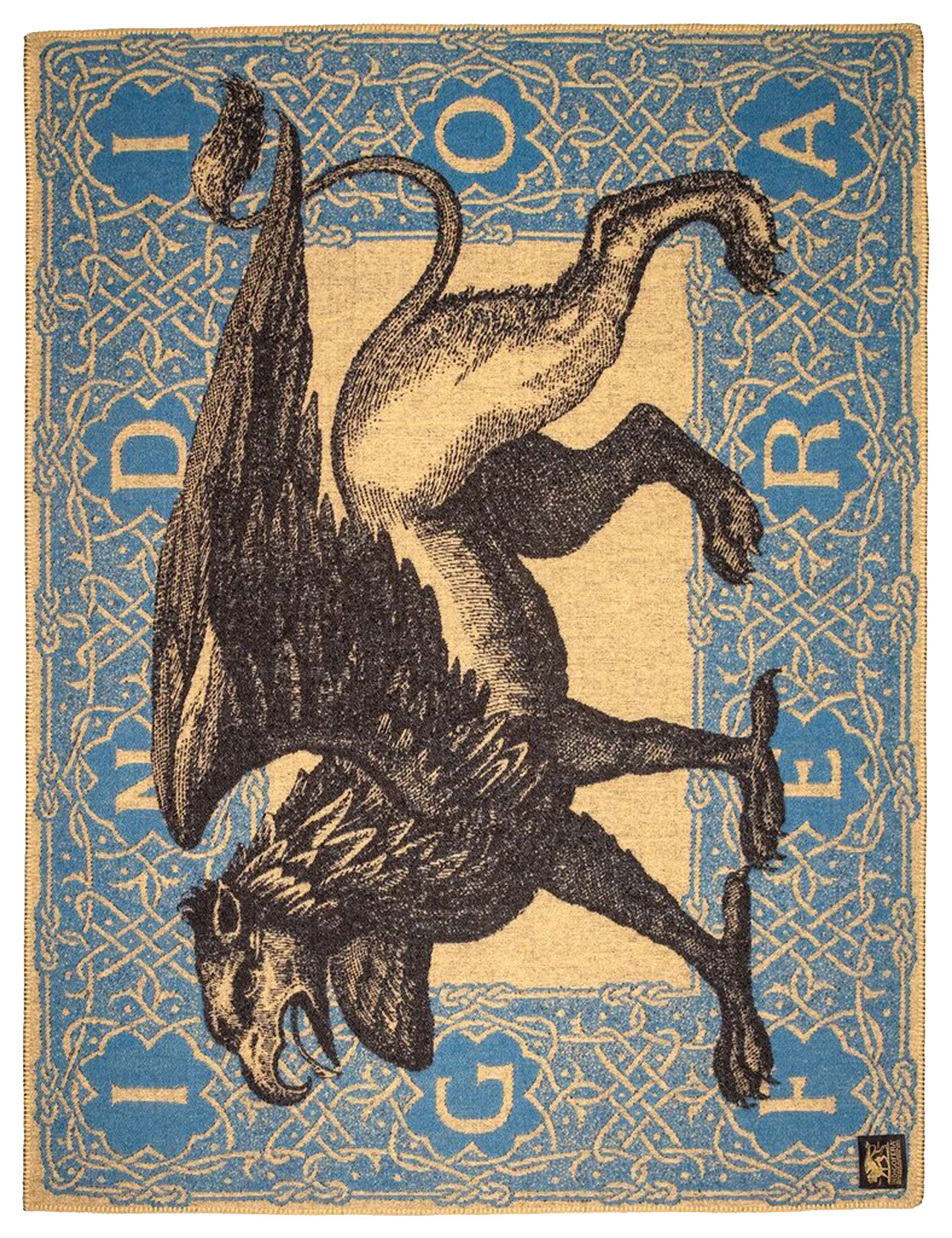 Indigofera - Gryphon Logo Wool Blanket - Grey Blue