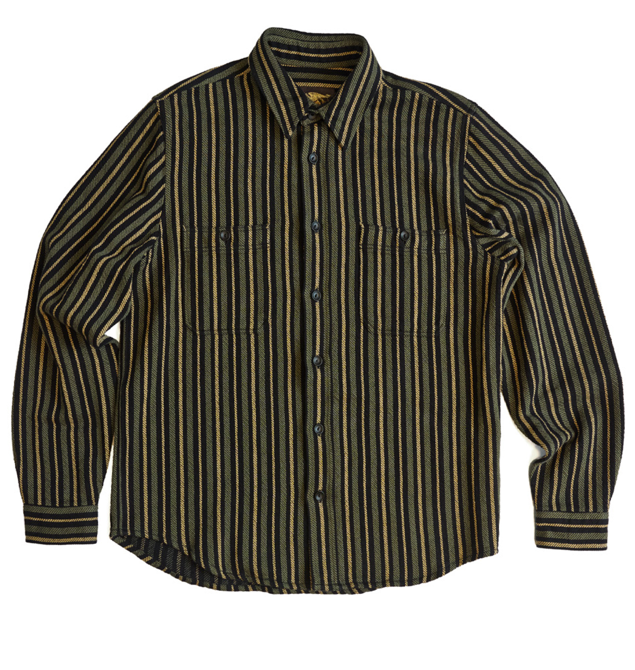 Indigofera - McAllen Striped Twill Shirt - Black / Beige / Grey