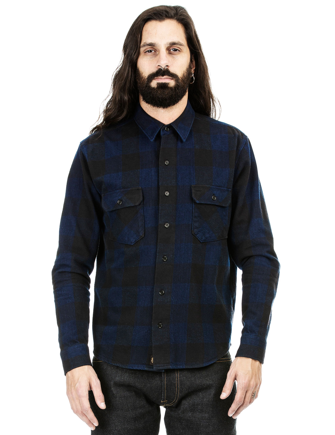 Indigofera - Norris Flannel Shirt - Black/Indigo