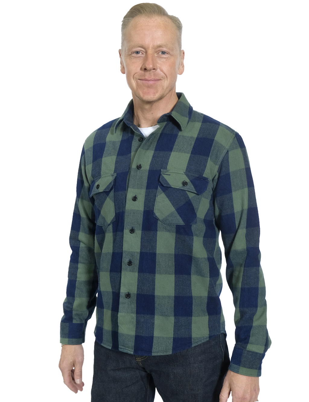 Indigofera - Norris Flannel Shirt - Dark Indigo/Green