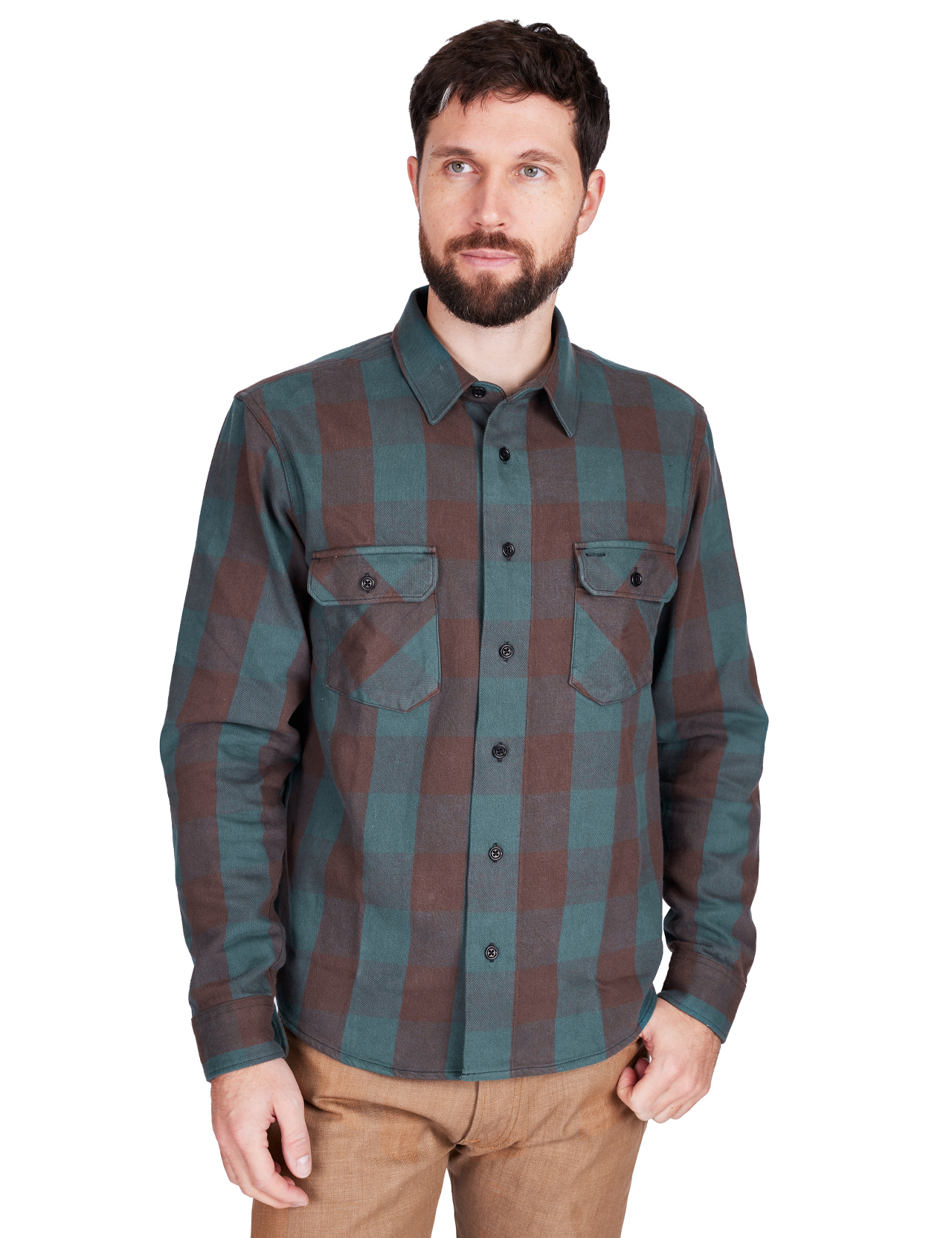 Indigofera - Norris Flannel Shirt - Petrol/Brown