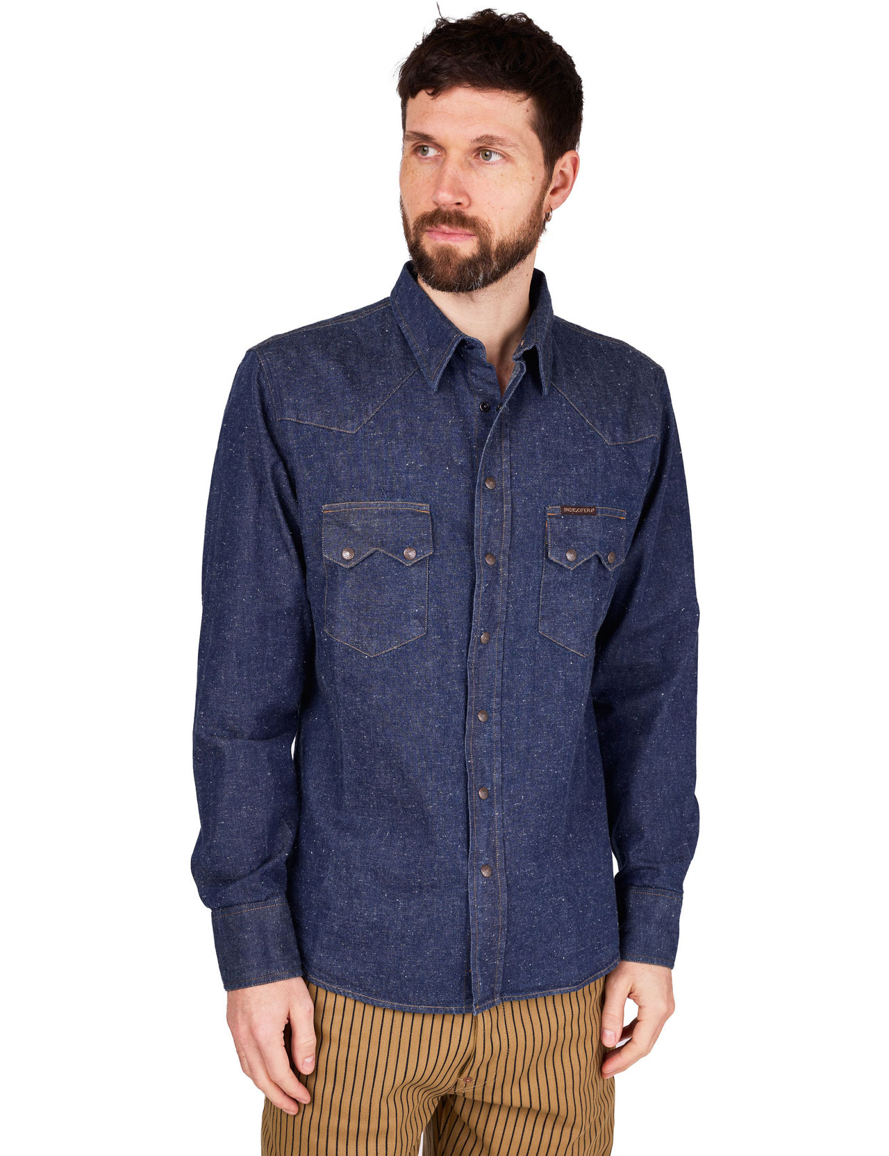 Indigofera - Ryman 2/1 Neppy Western Shirt - Washed Indigo