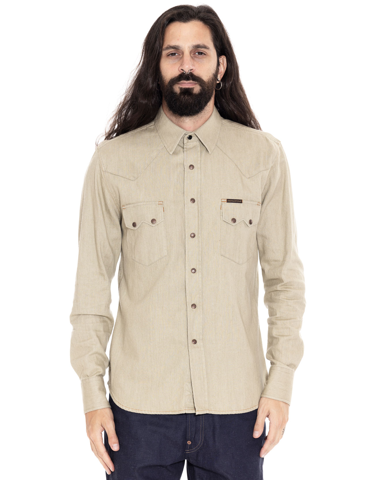 Indigofera - Ryman Denim Shirt Carson Denim - Beige