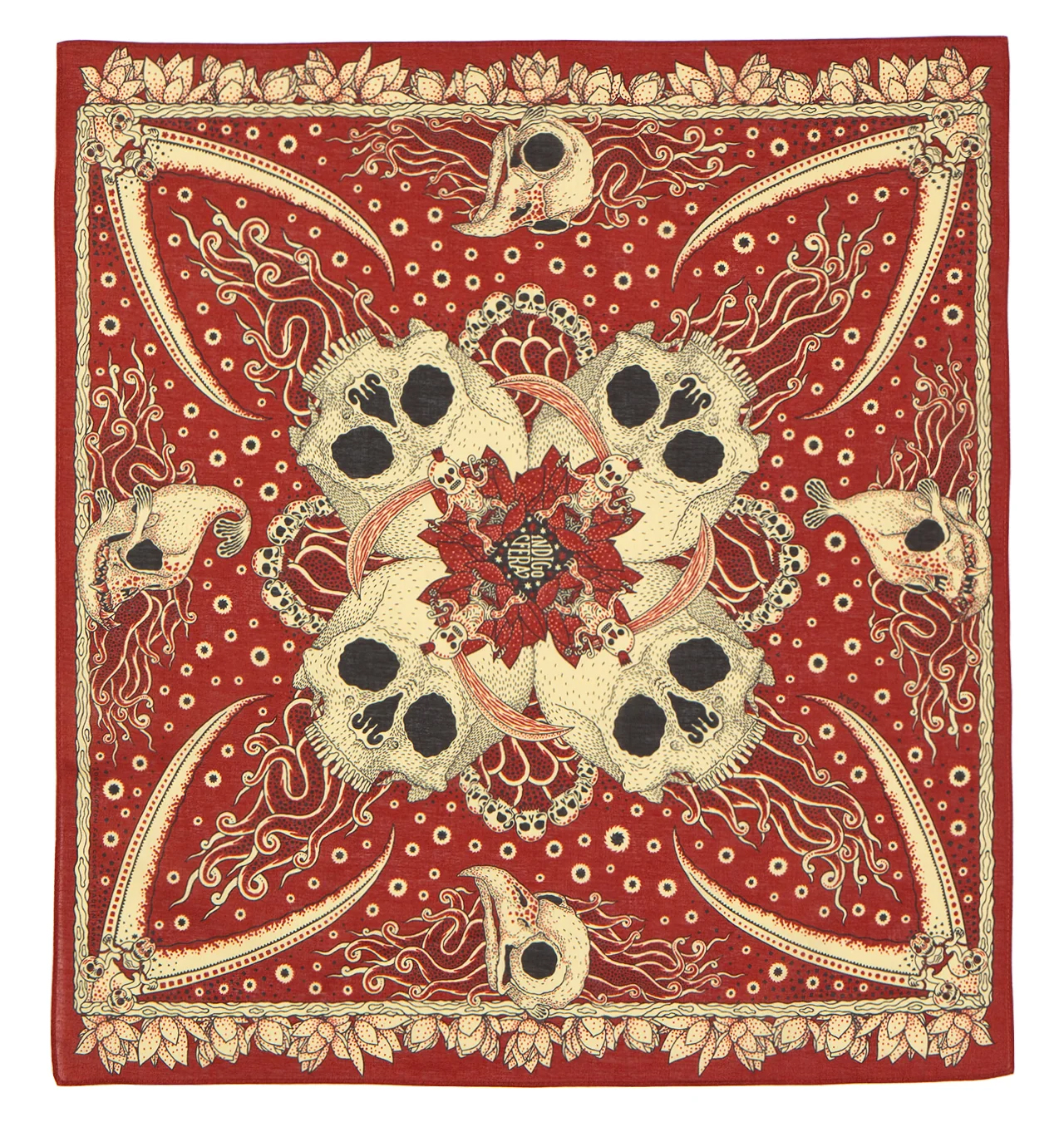 Indigofera - Skull Bandana - Red/White/Yellow