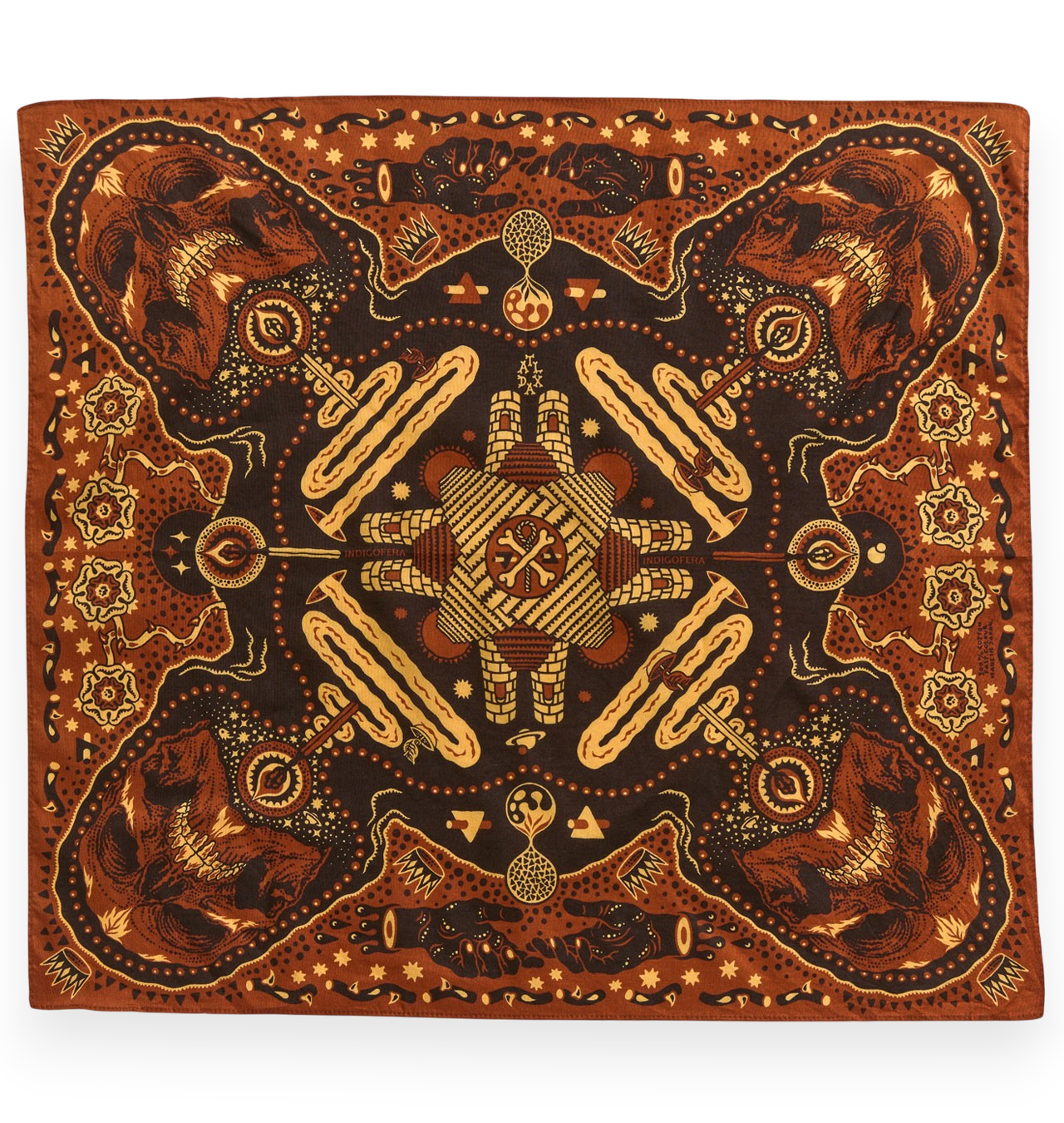 Indigofera - Tarot XIII Cotton Voile Bandana - Red / Brown