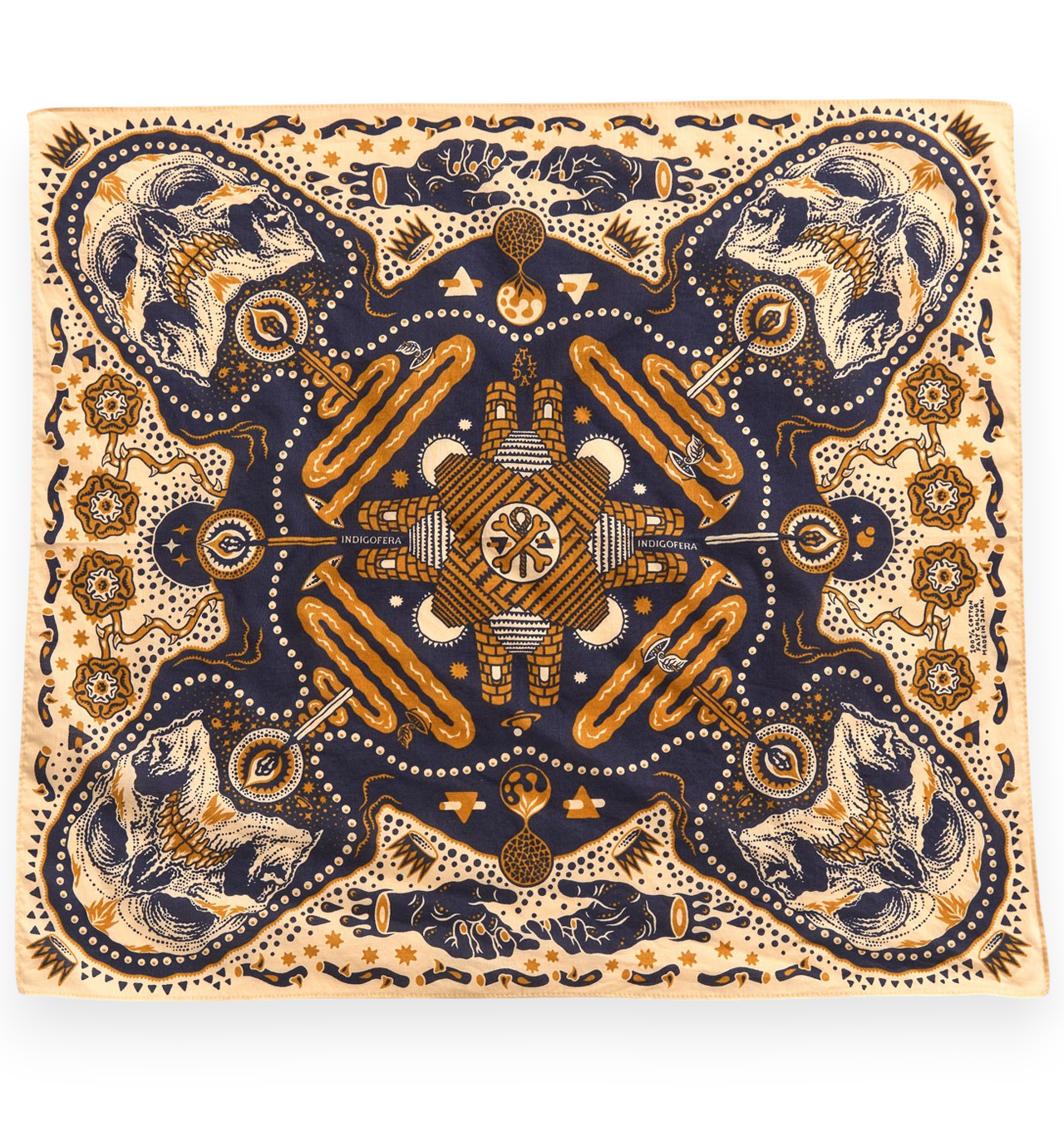 Indigofera - Tarot XIII Cotton Voile Bandana - White / Blue