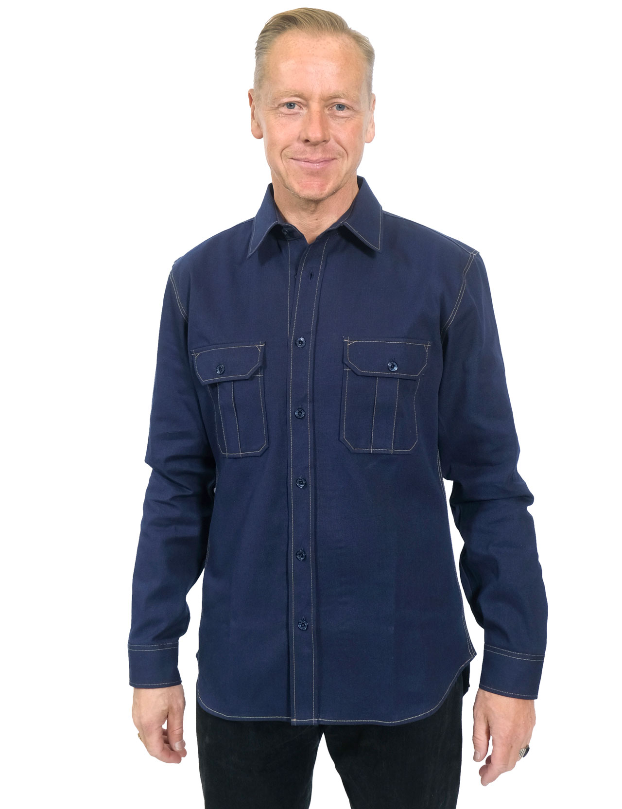 Indigofera - Walton Yambaru Selvage Denim Indigo Shirt - 6.5 oz