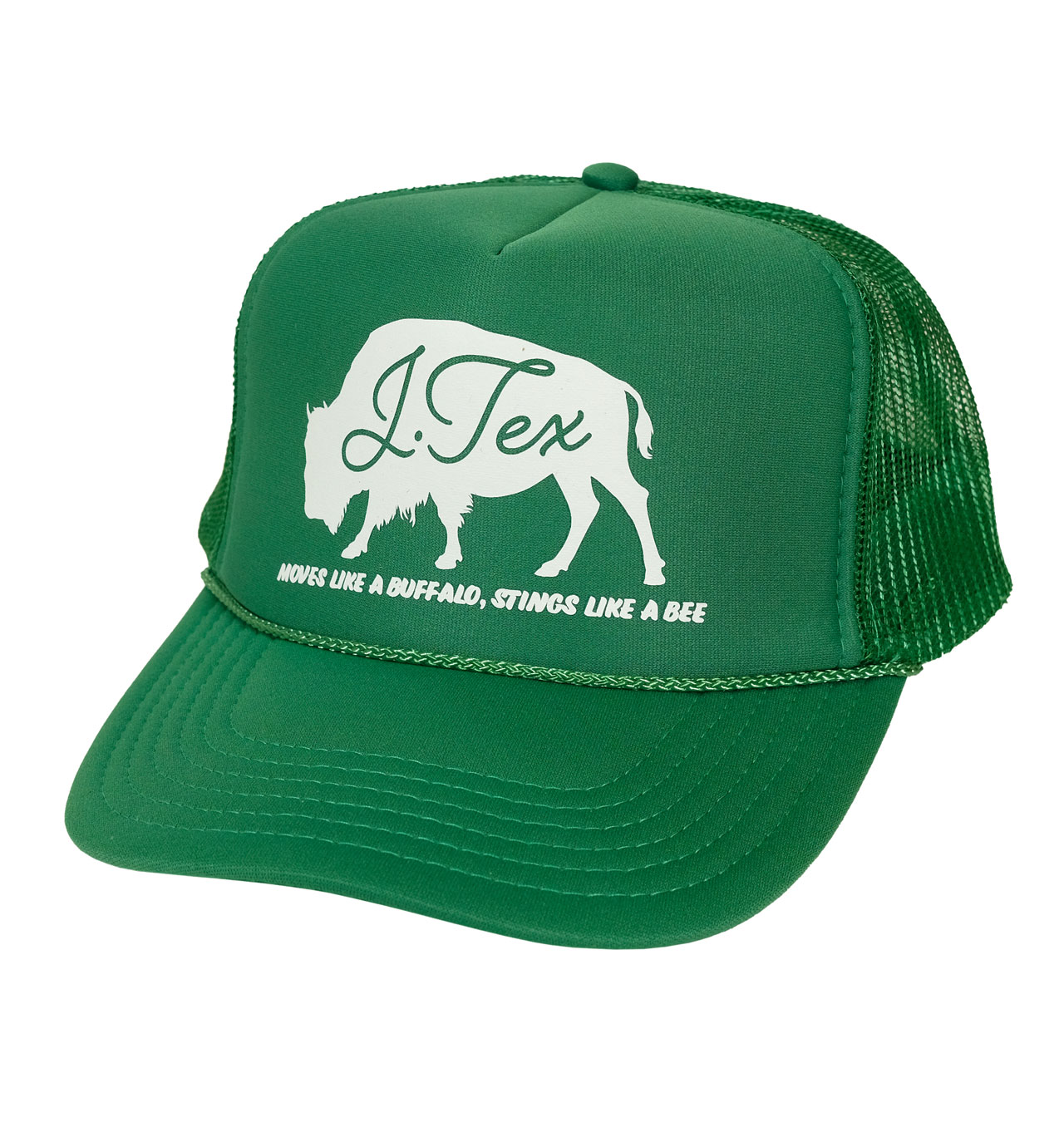 J Tex - Moves Like A Buffalo Trucker Cap - Kelly Green/White