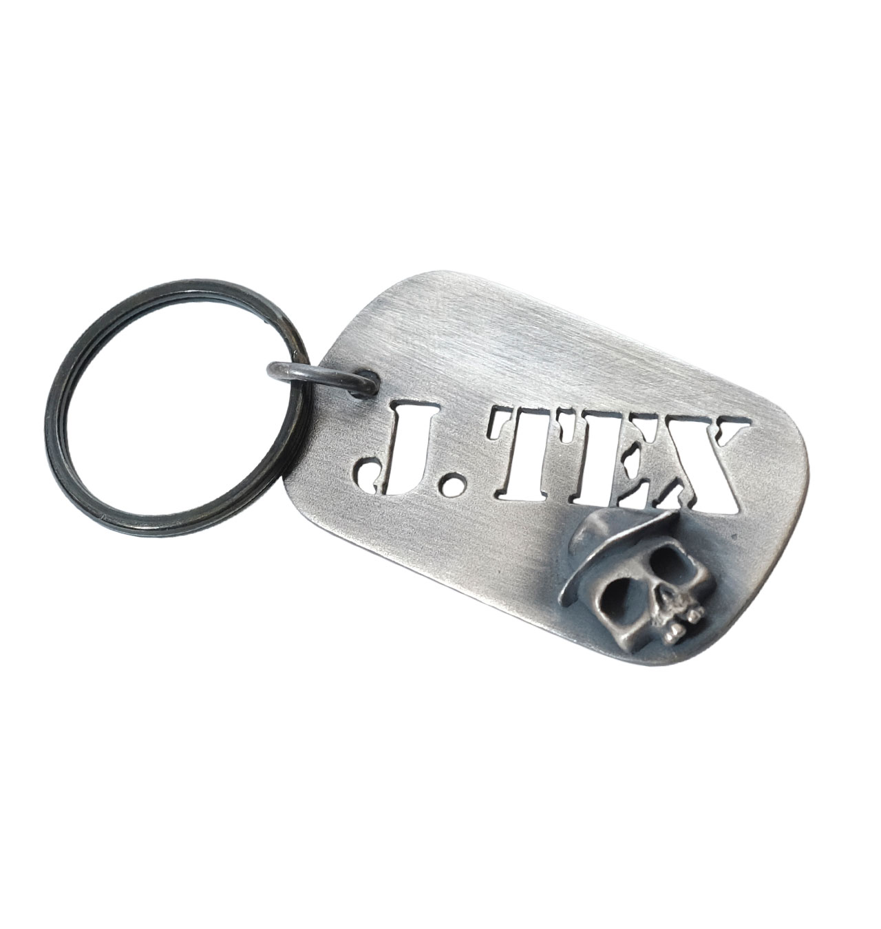 J Tex - Silver Key Holder Dogtag