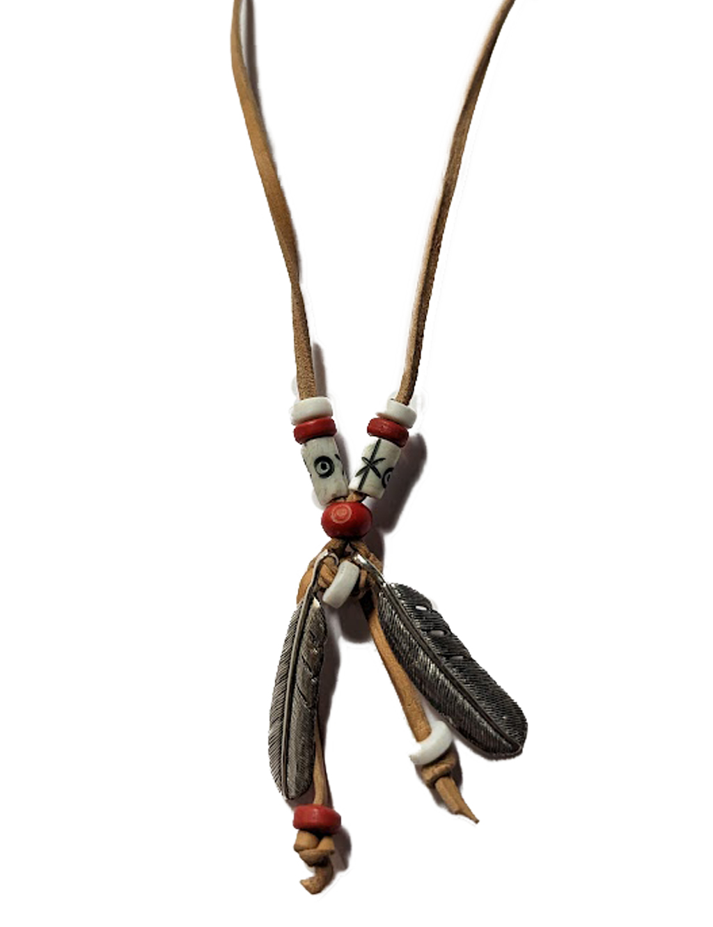 Jonte - Silver Feather Leather Necklace #10