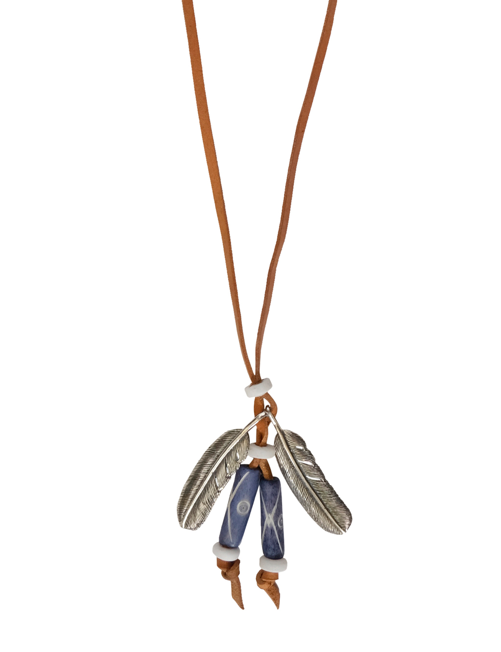 Jonte - Silver Feather Leather Necklace #7