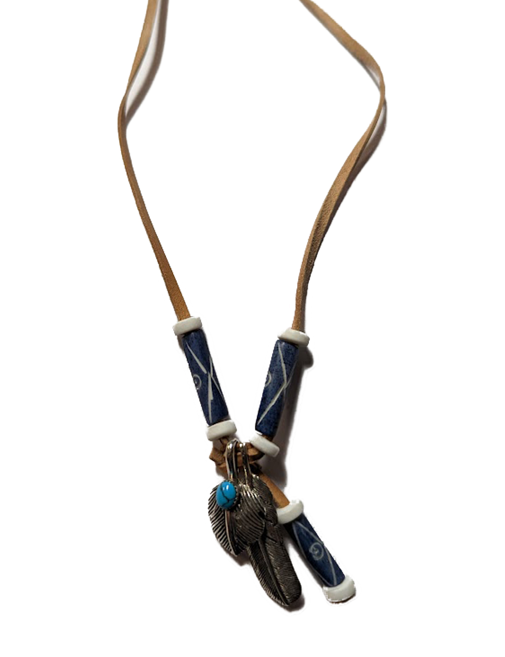 Jonte - Silver Feather Leather Necklace #9