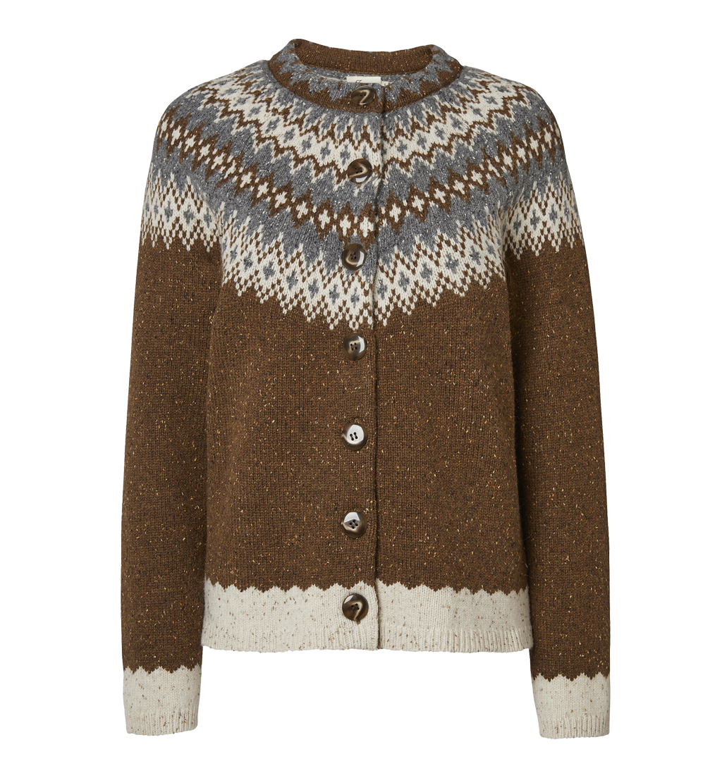 Jumperfabriken - Womens Wilma Knit Lamb Wool Cardigan - Brown