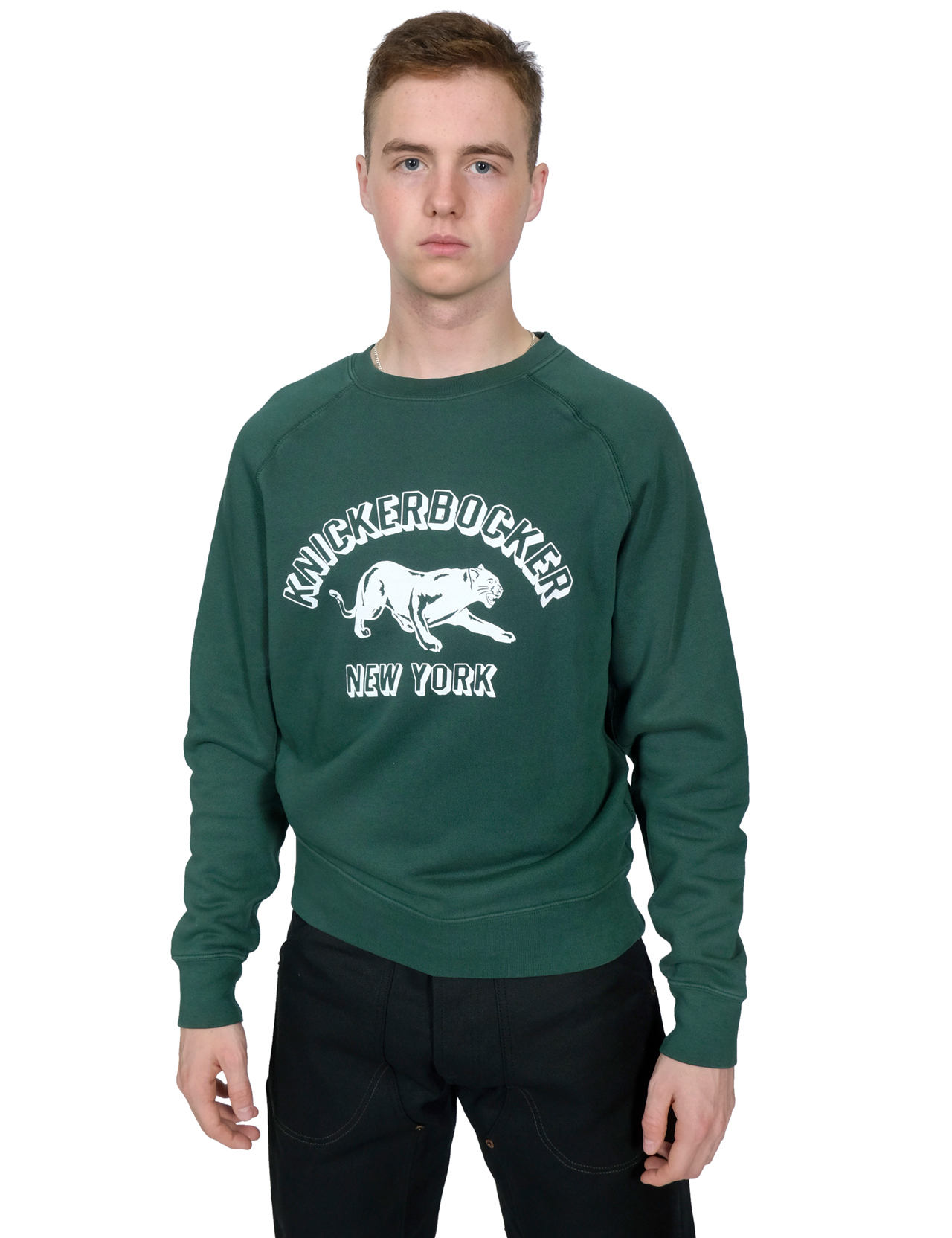 Knickerbocker - Big Cat Raglan Crew Sweatshirt - Hunter Green