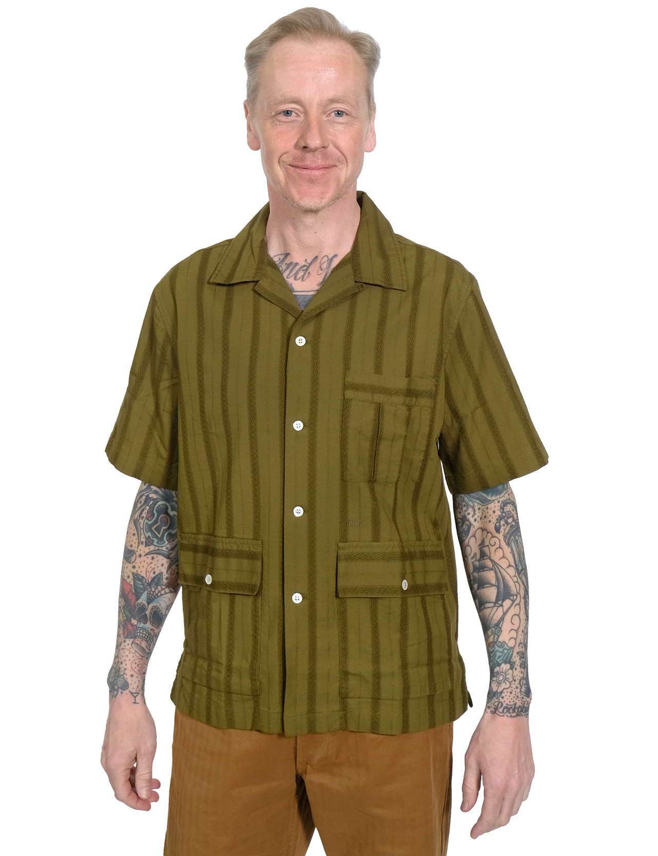 Knickerbocker---Cotton-Hemingway-Shirt---Olive-1