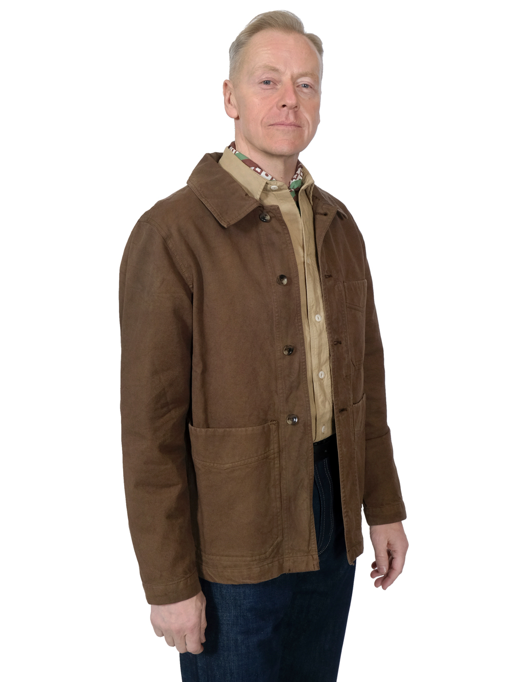 Knickerbocker Twill French Chore Coat Major Brown