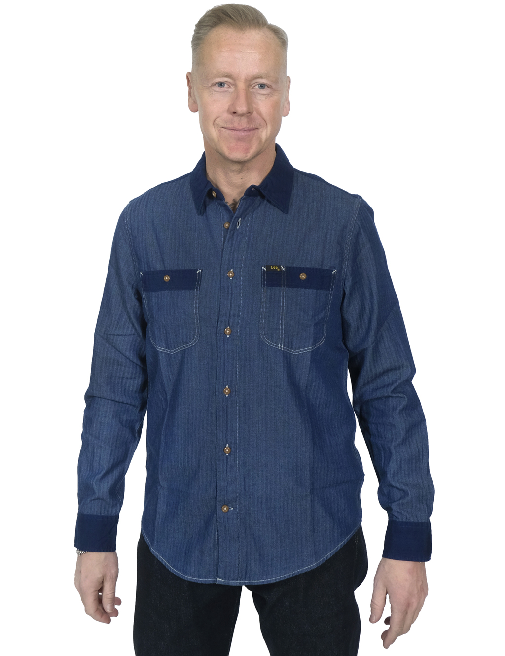 Lee---101-Long-Sleeve-Panelled-Shirt---Indigo-1