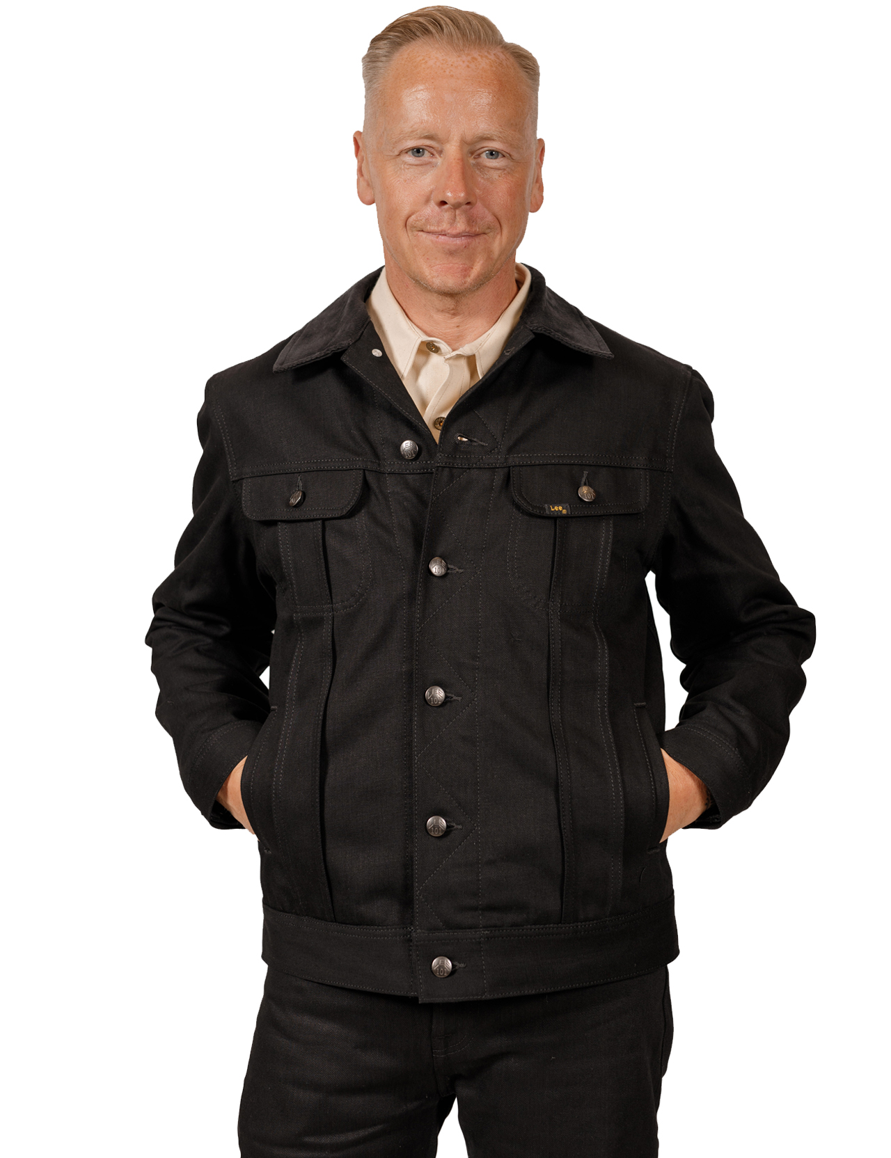lee black denim jacket mens