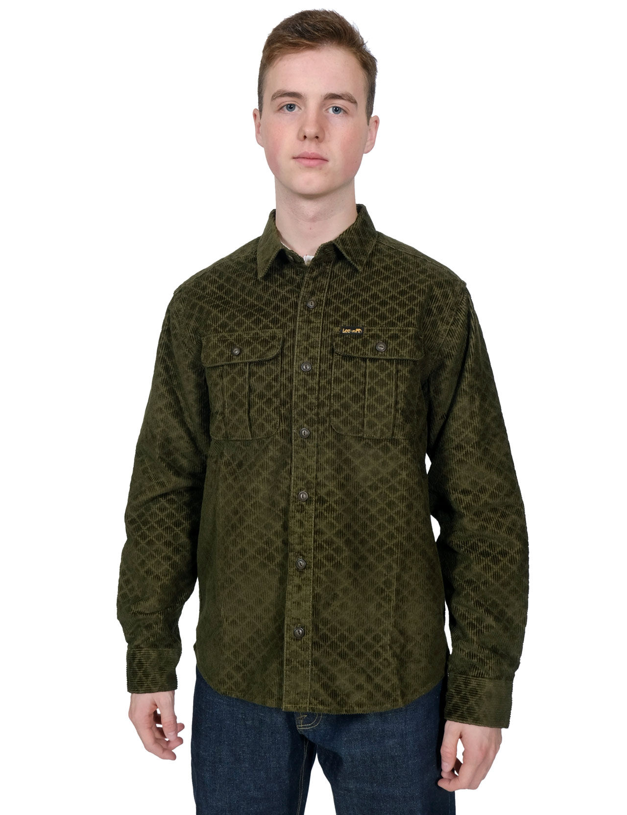 Lee X BKC - Embossed Cord Working West Overshirt - Kale