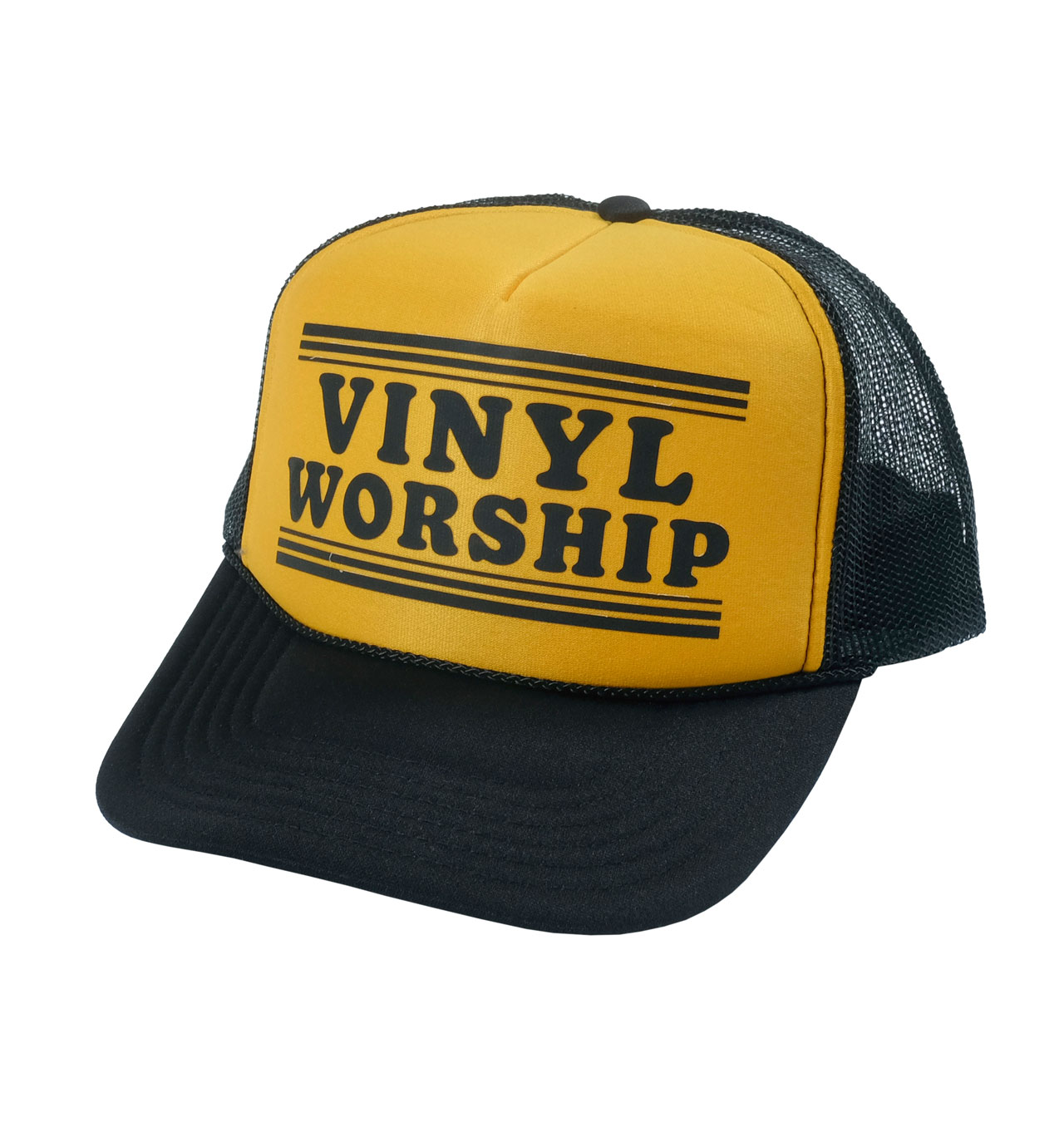 Mangobeard---Vinyl-Worship-Trucker-Cap---Gold-Navy