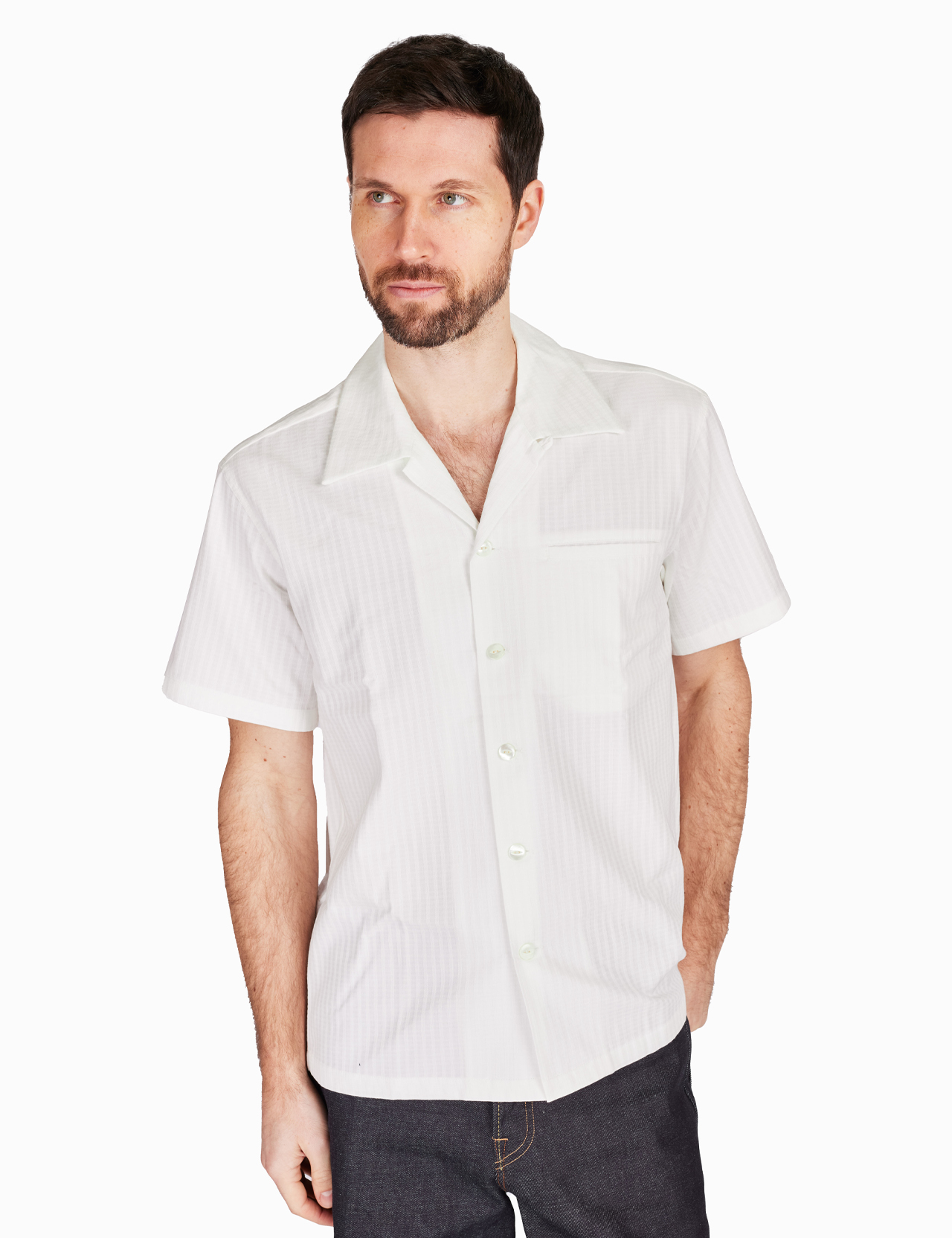 Micky Oye - Short Sleeve Panama Shirt - White