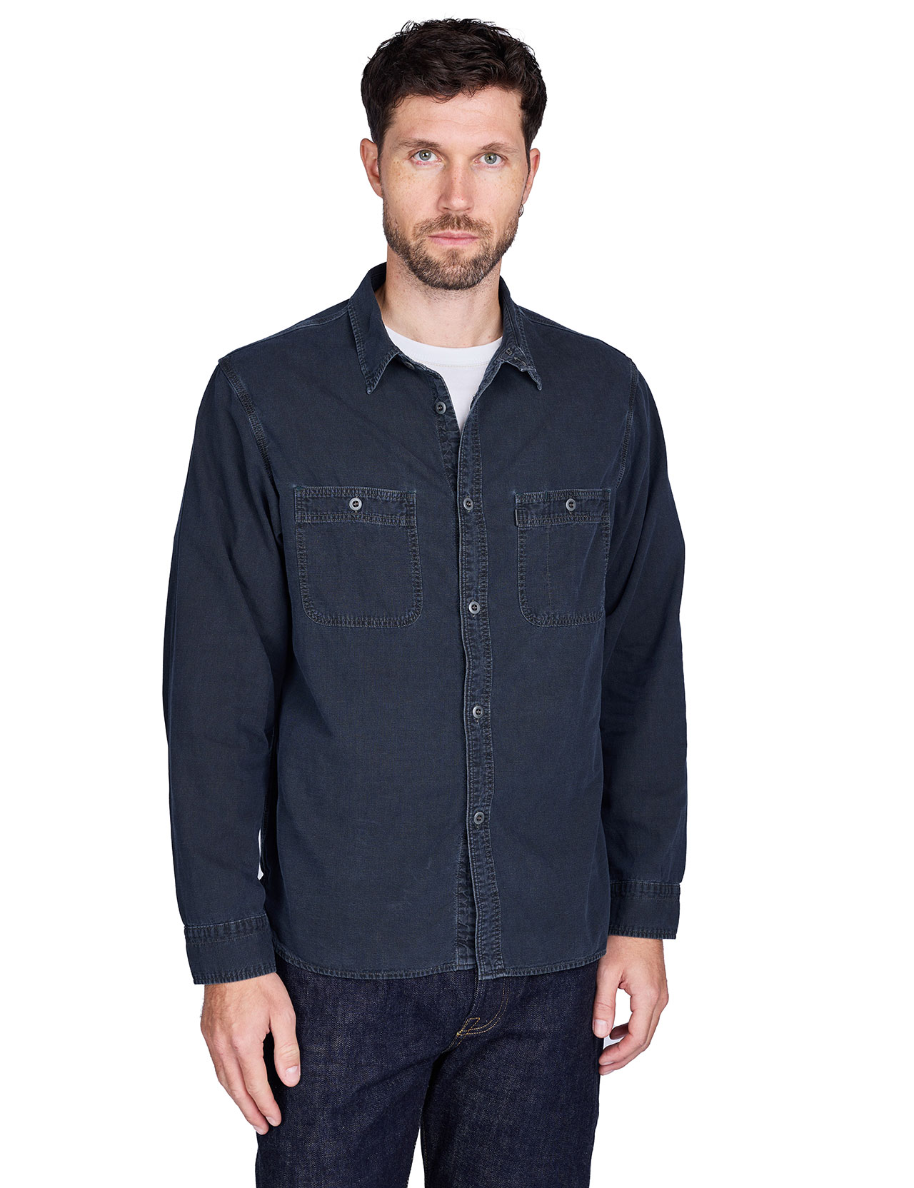 Omoto Denim - 5017 High Density 5 oz Chambray Work Shirt - Charcoal Dyed