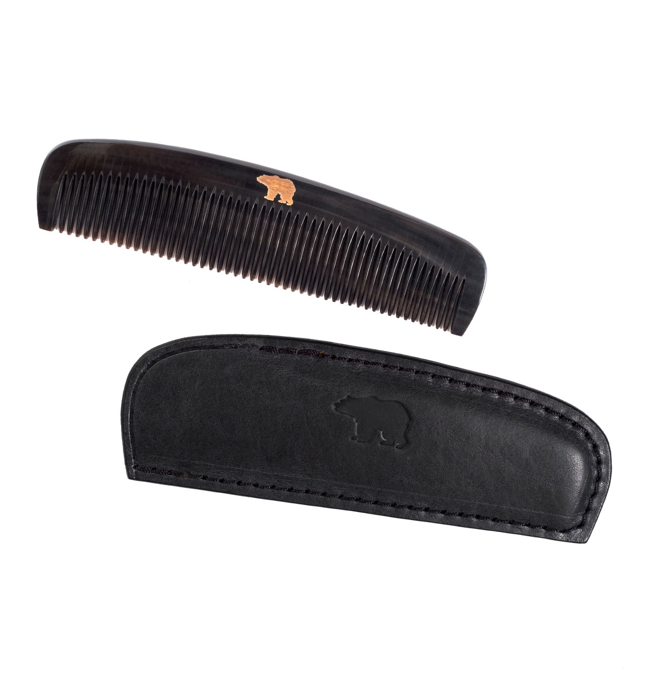 Ondura - Horn Comb with Leather Case - Black