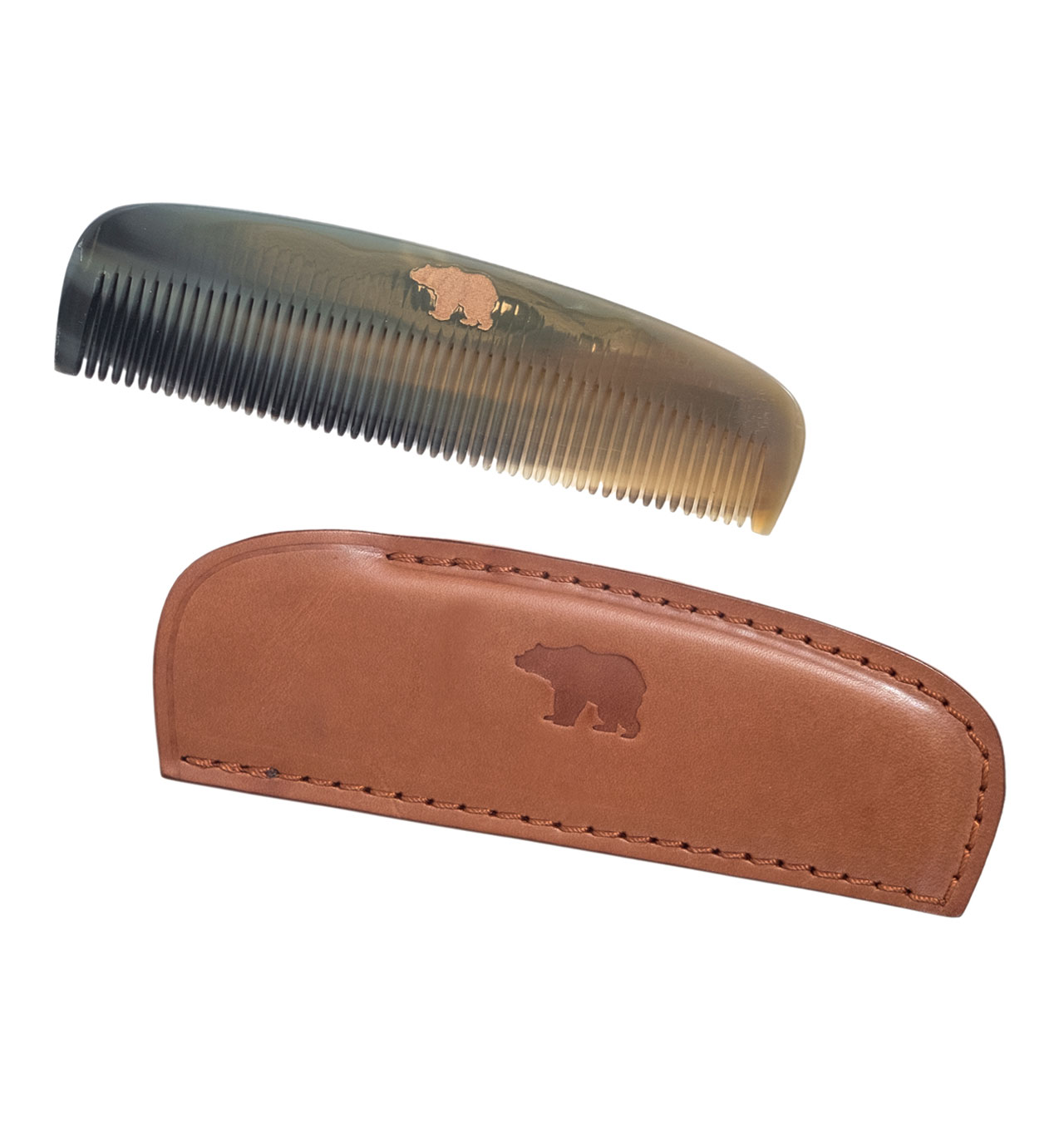 Ondura---Horn-Comb-with-Leather-Case---brown