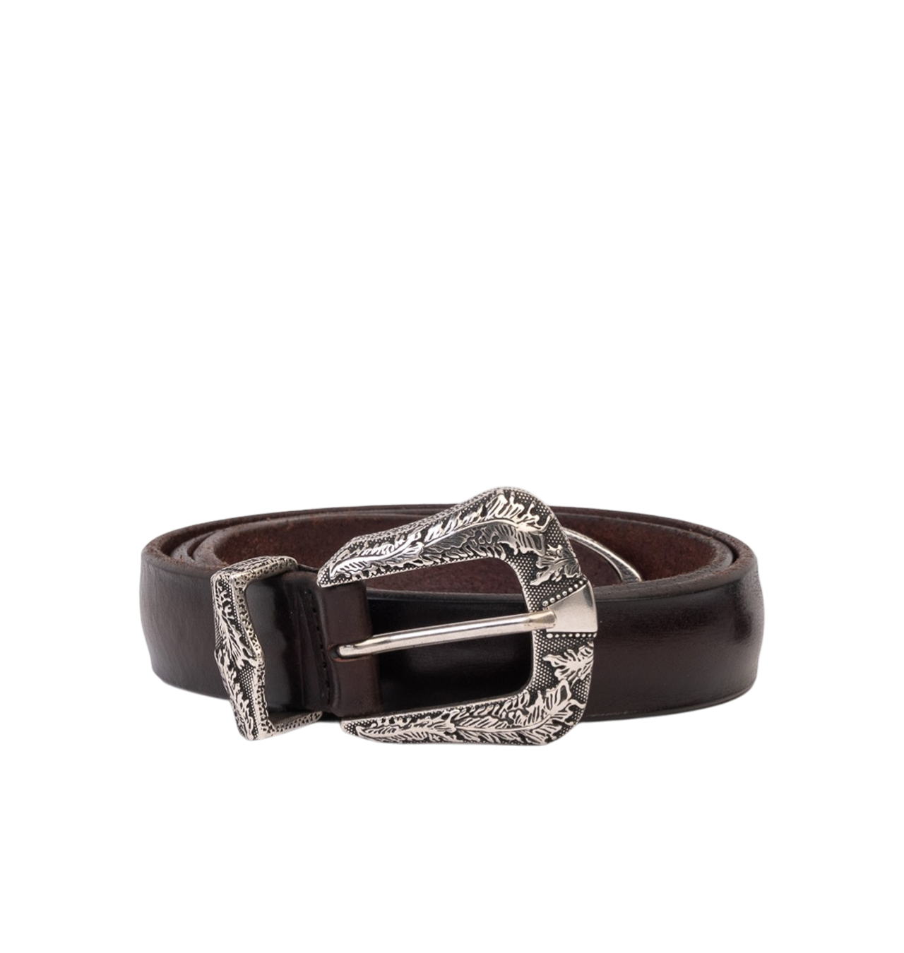 Orciani---Bull-Soft-Western-Buckle-Leather-Belt---Brown