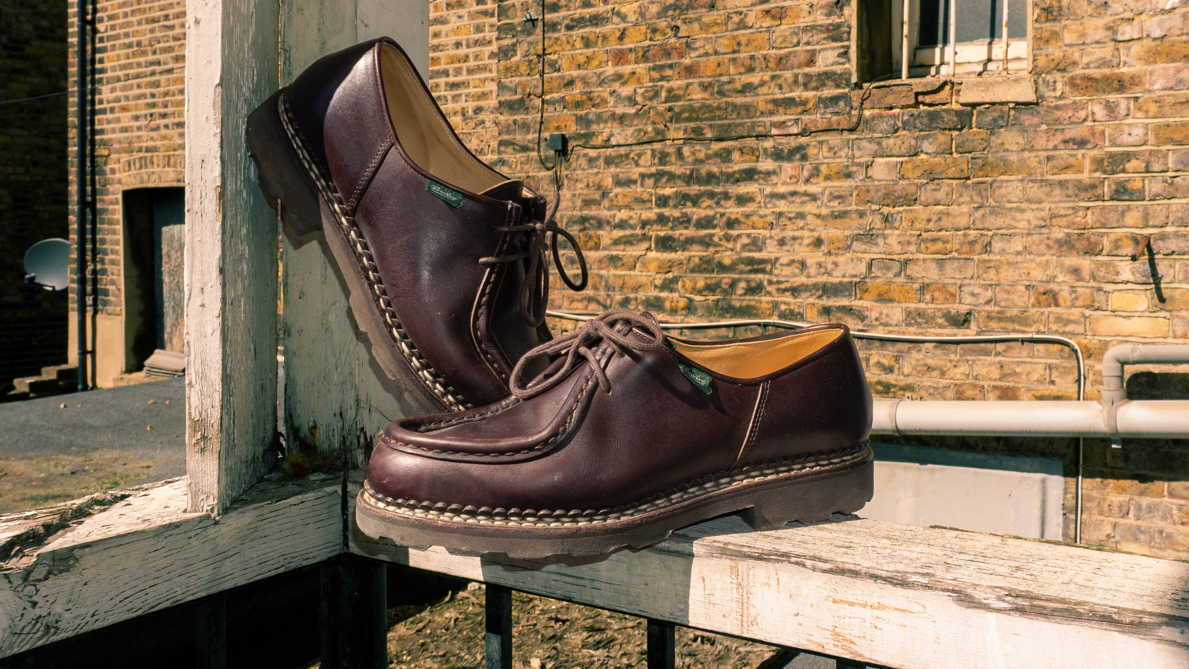 Paraboot Michael Leather Derby Shoes - Lisse Cafe (Brown) at Hepcat Store, Lund, Sweden