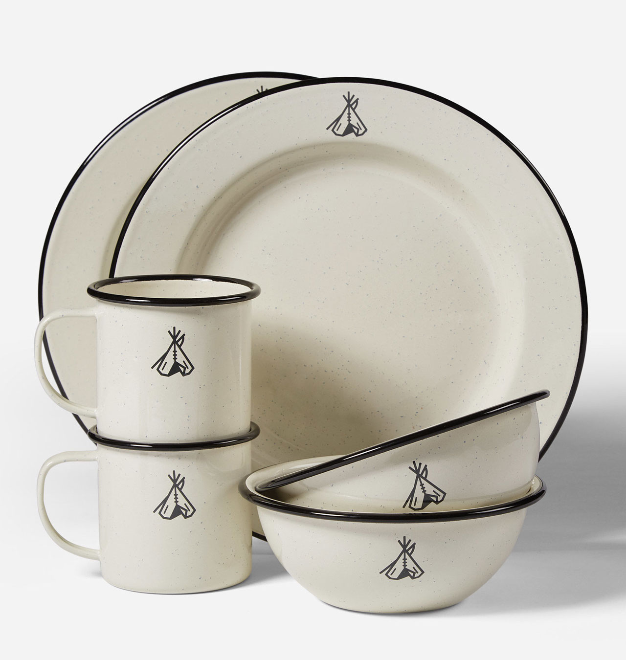 Pendleton Camp Enamelware Dishes Ivory