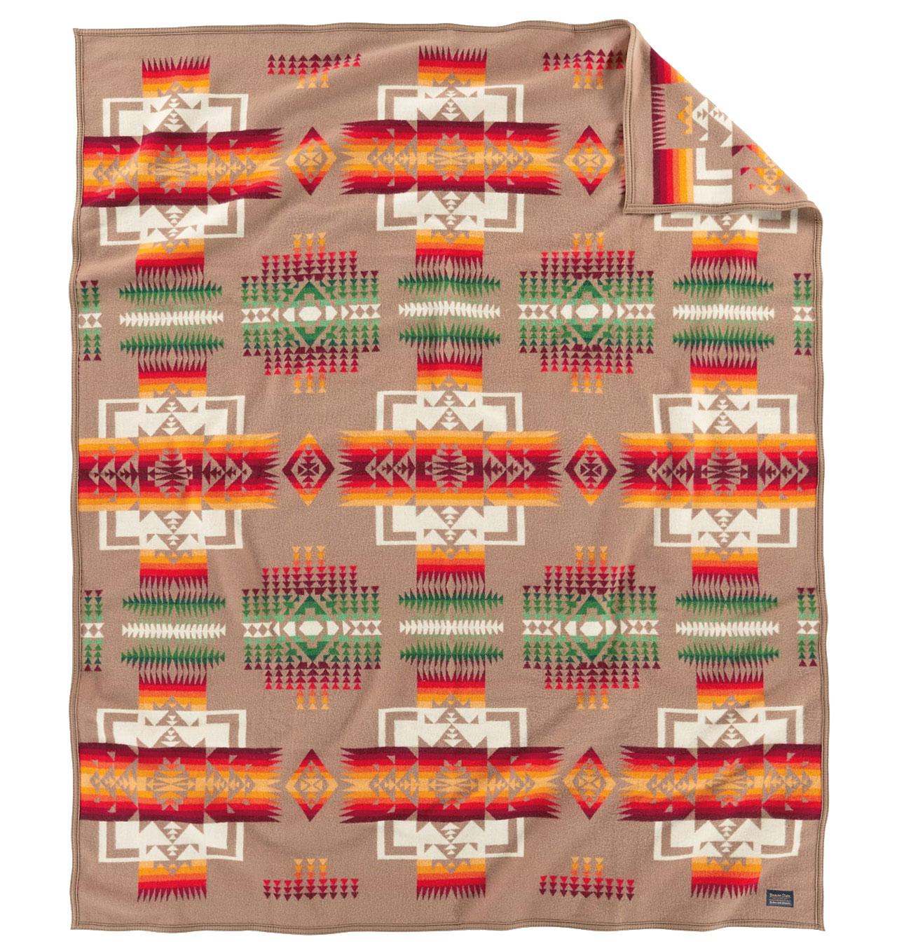 Pendleton---Chief-Joseph-Jacquard-Wool-Blanket---Khaki