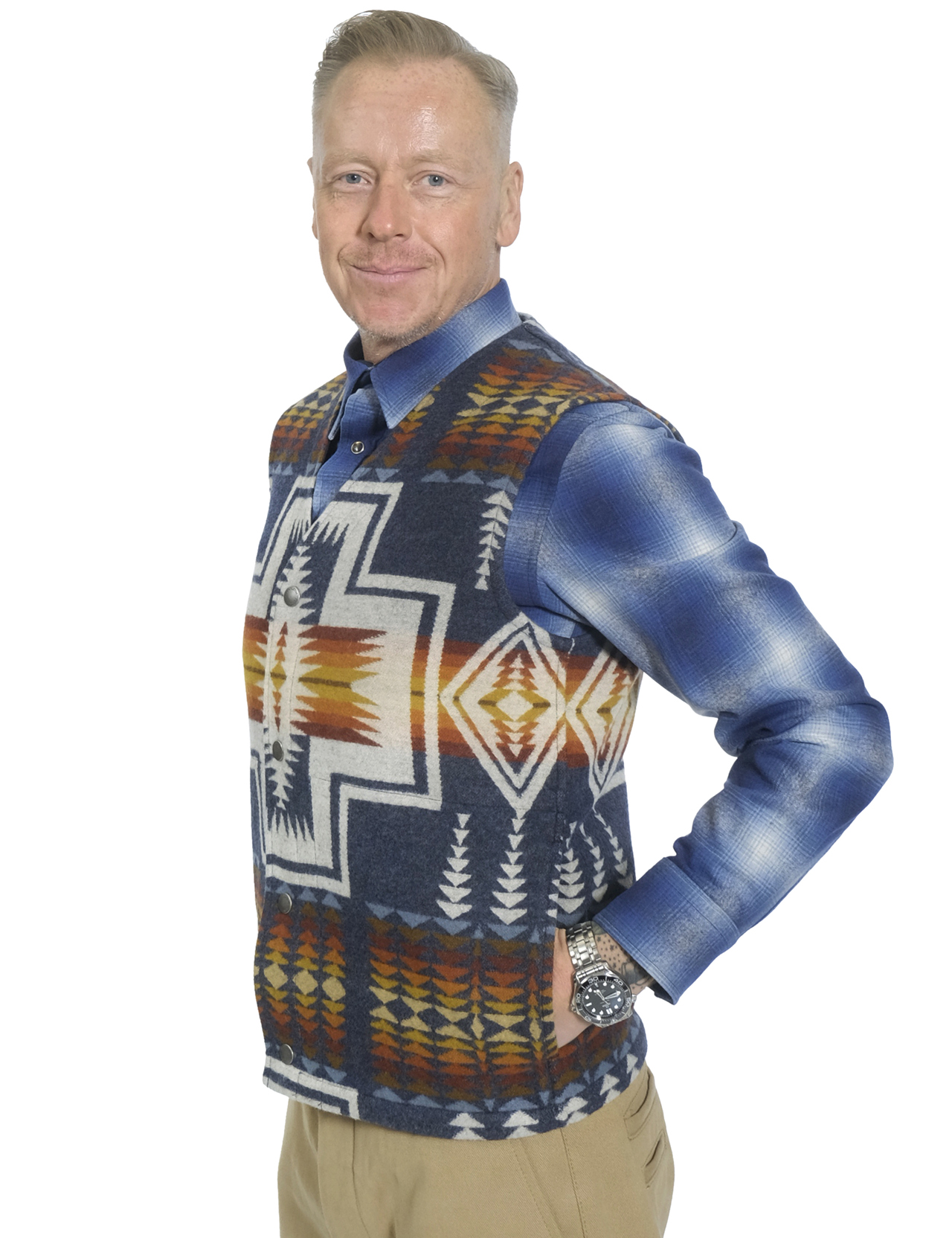 Pendleton Harding Wool Vest Navy