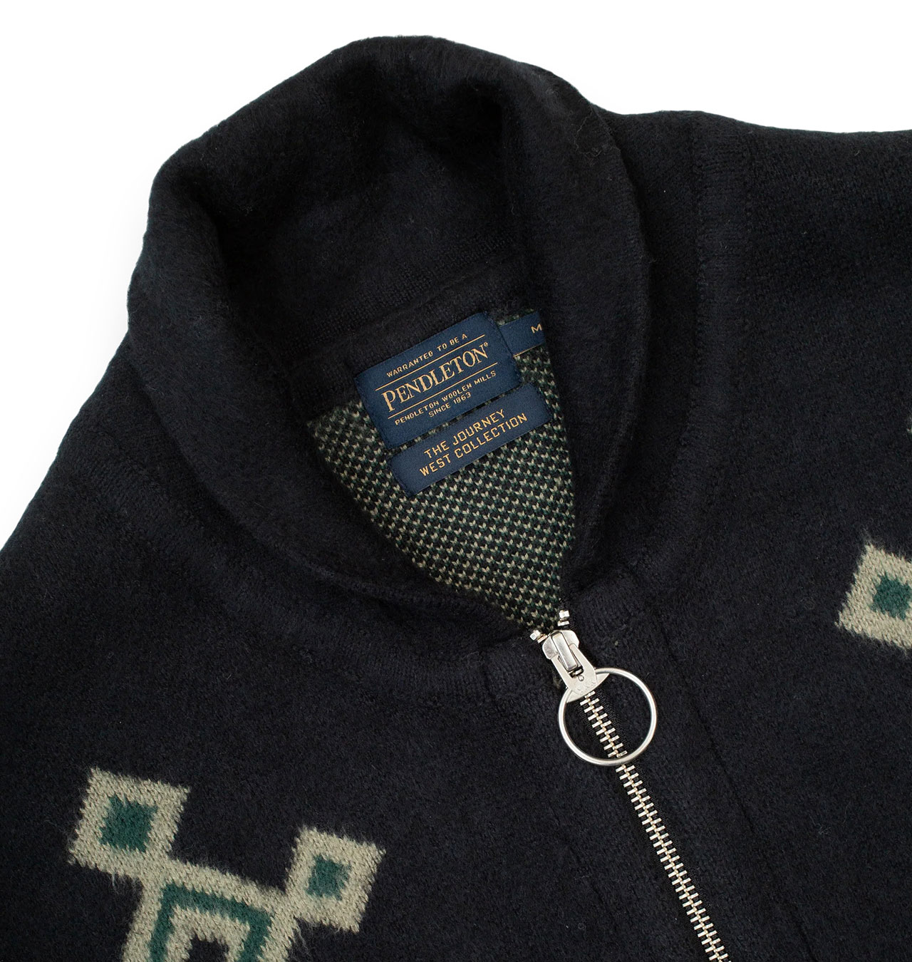 Pendleton - Jacquard Motif Zip Cardigan - Black