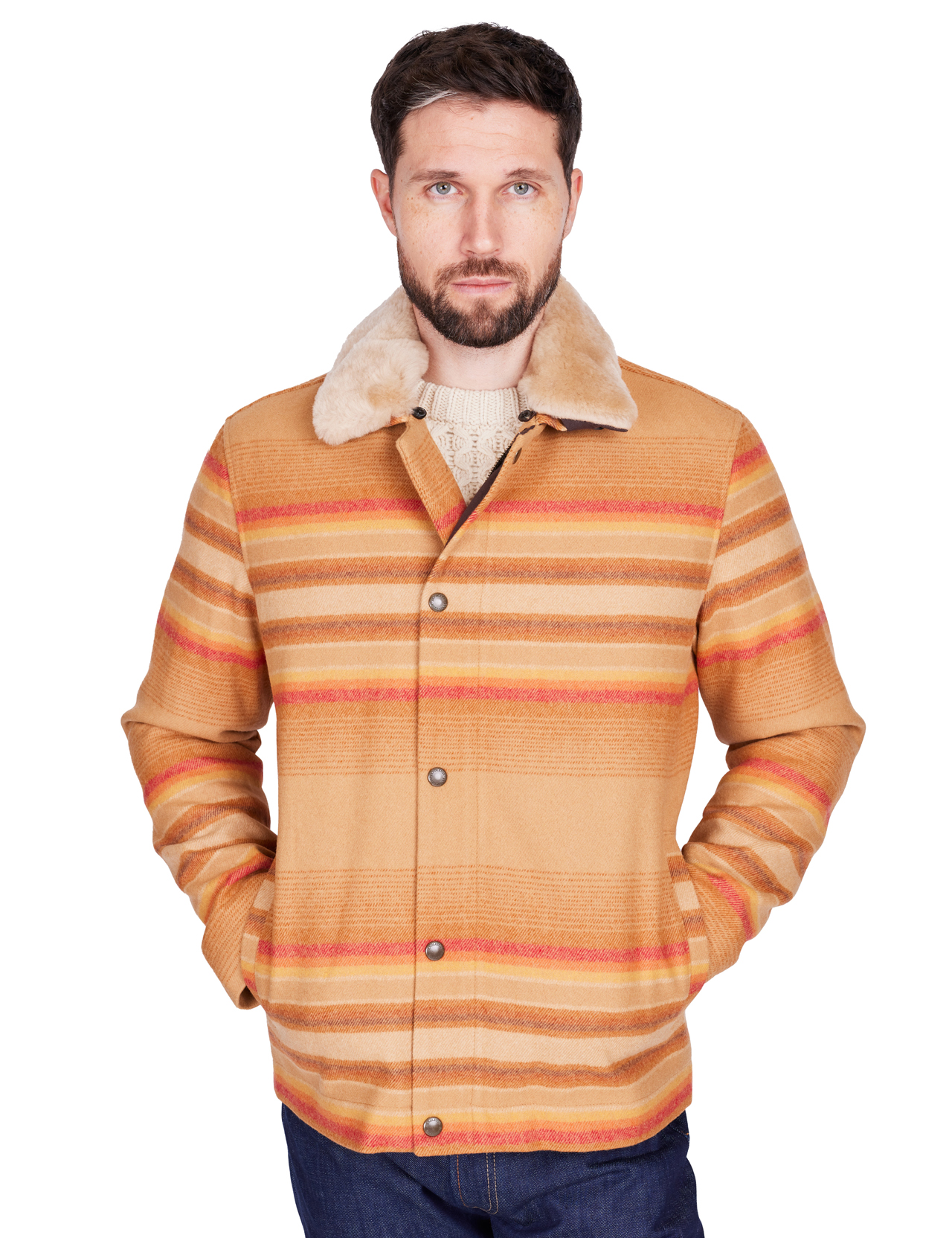 Pendleton - Silverton Wool Coat - Ralston Stripe Tan