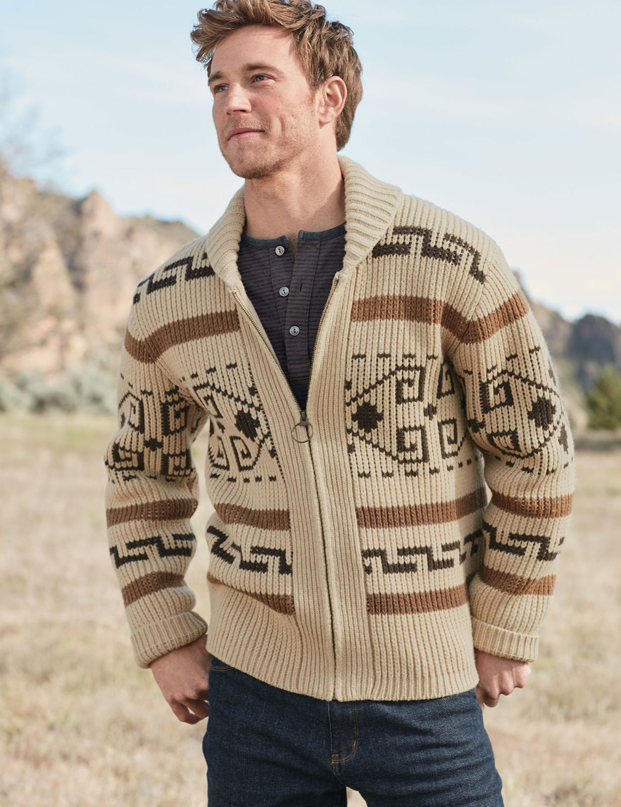 Pendleton - The Original Westerley Cardigan - Tan/Brown