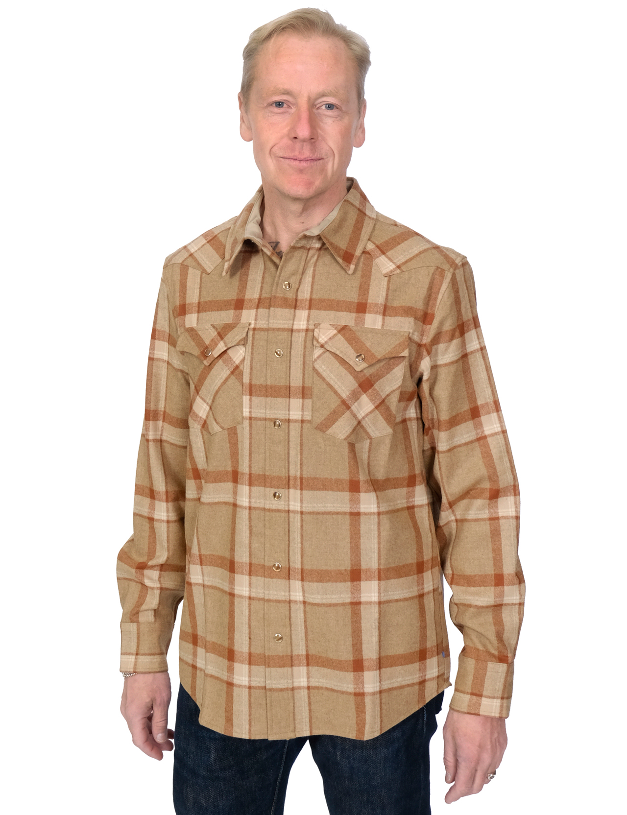 Pendleton---Western-Wool-Canyon-Shirt---Tan-Mix-Plaid-1