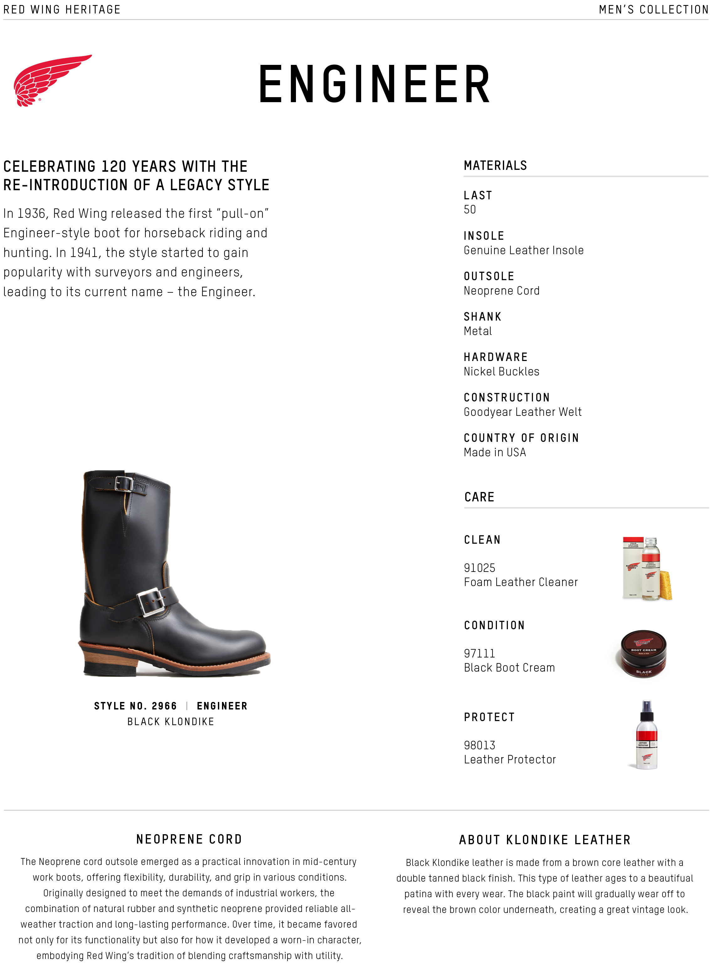 Red Wing Shoes 2966 Engineer Boot - Black Klondike