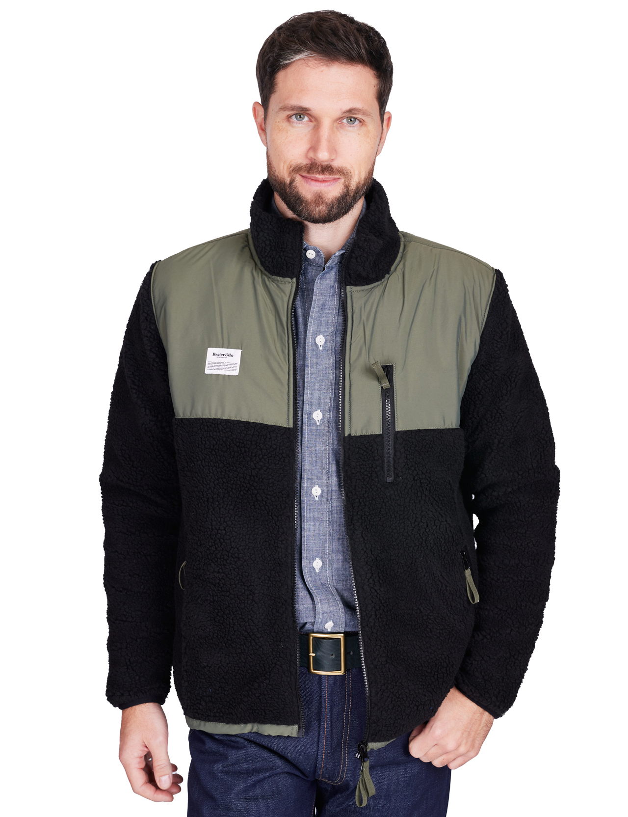 Resterods---Panel-Fleece-Zip---Army-Green-Black1