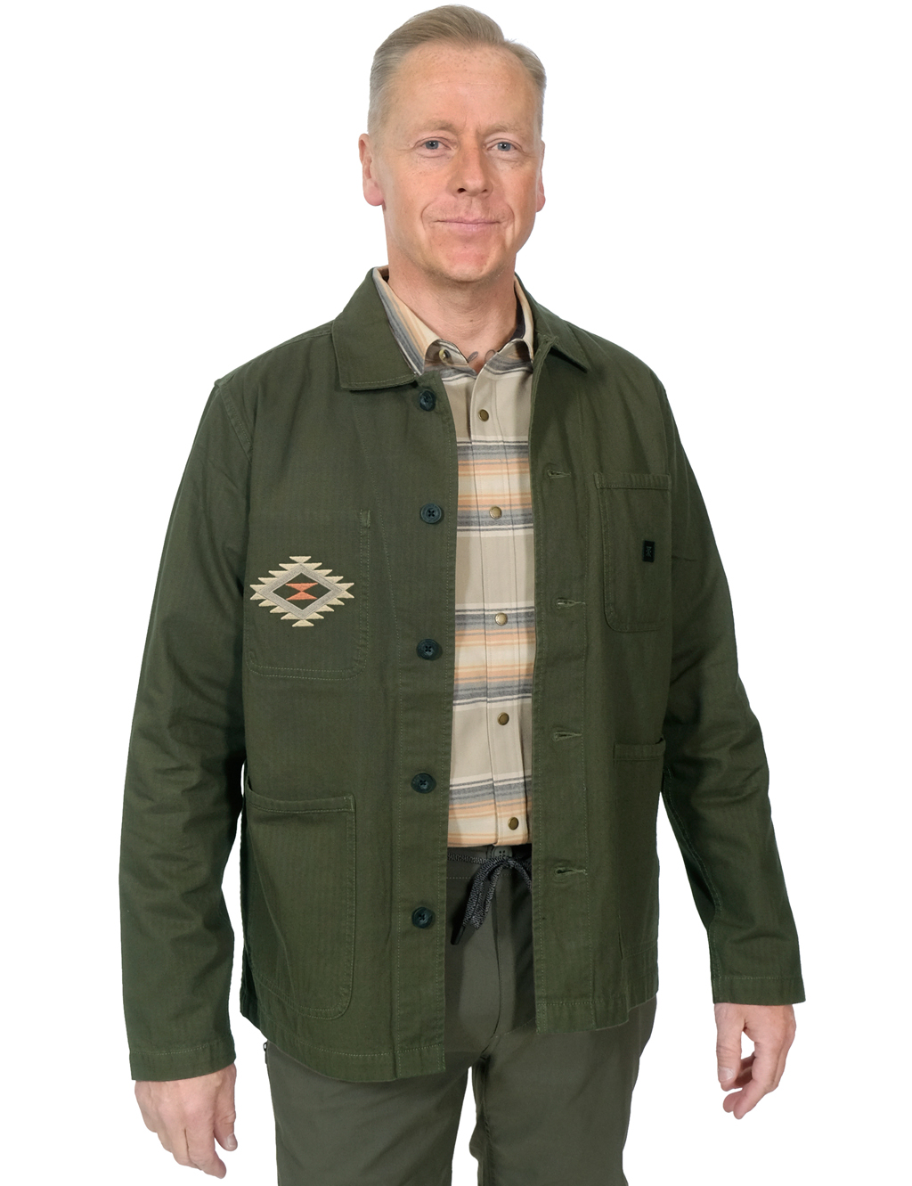 Roark - Atlas Embroidery Organic Chore Jacket - Dark Military